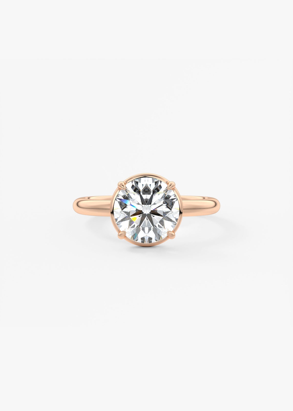 Round Bezel Lab Grown Diamond Engagement Ring