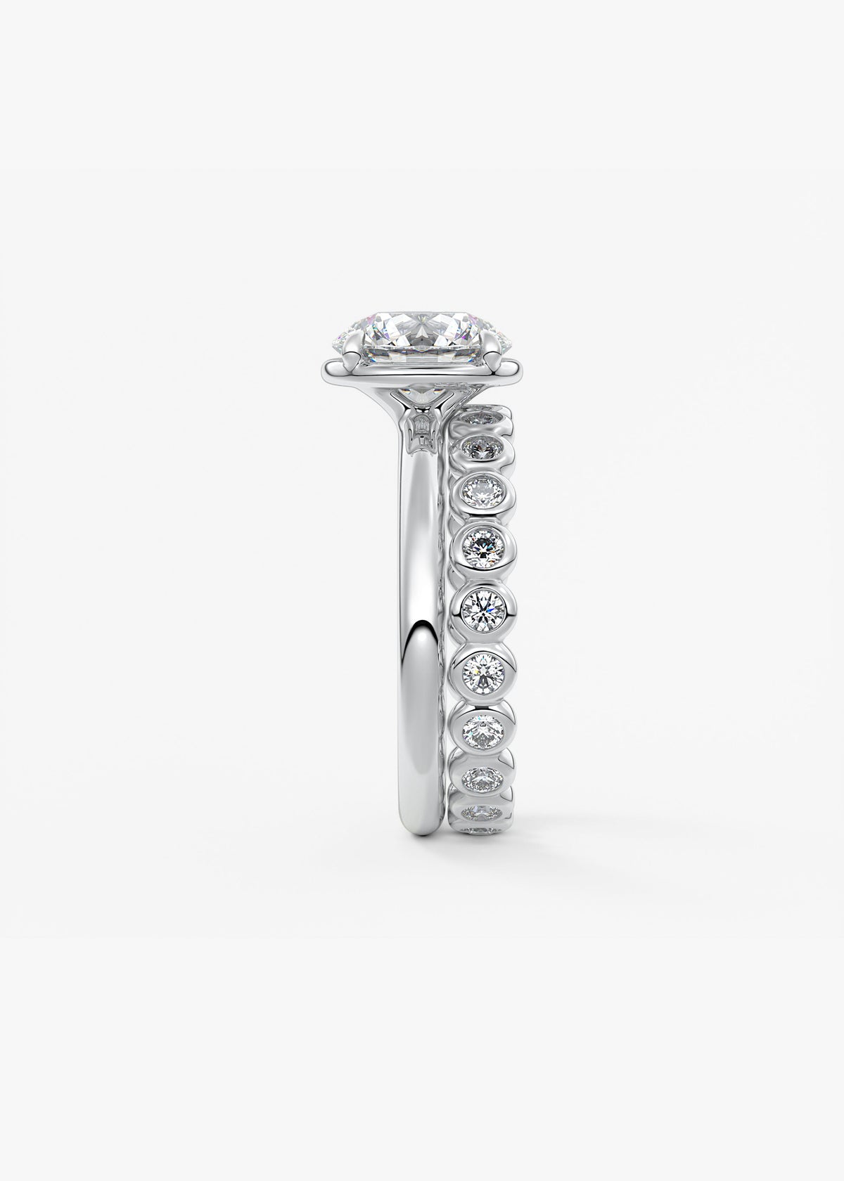 Round Bezel Lab Grown Diamond Engagement Ring