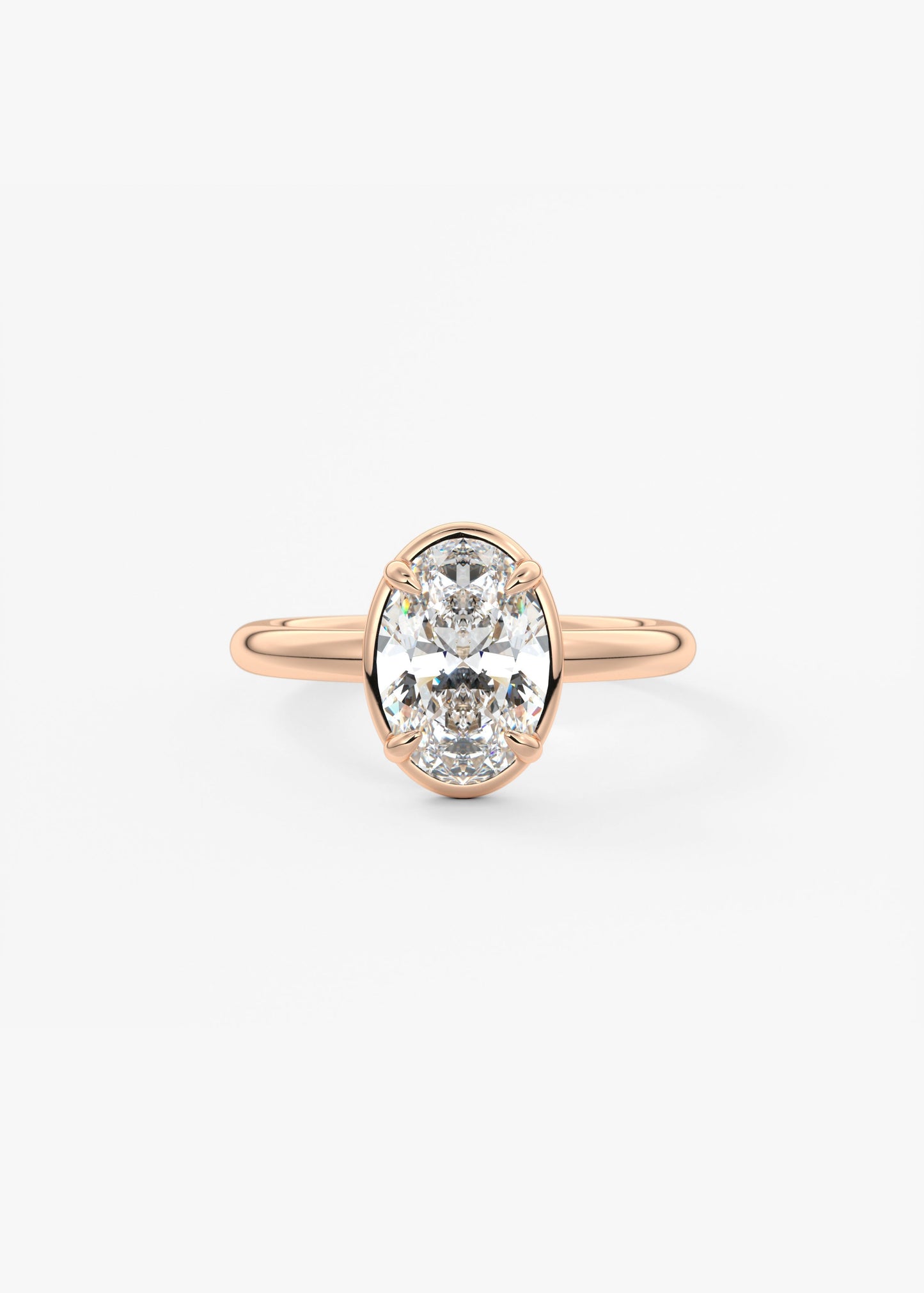 Oval Bezel Lab Grown Diamond Engagement Ring