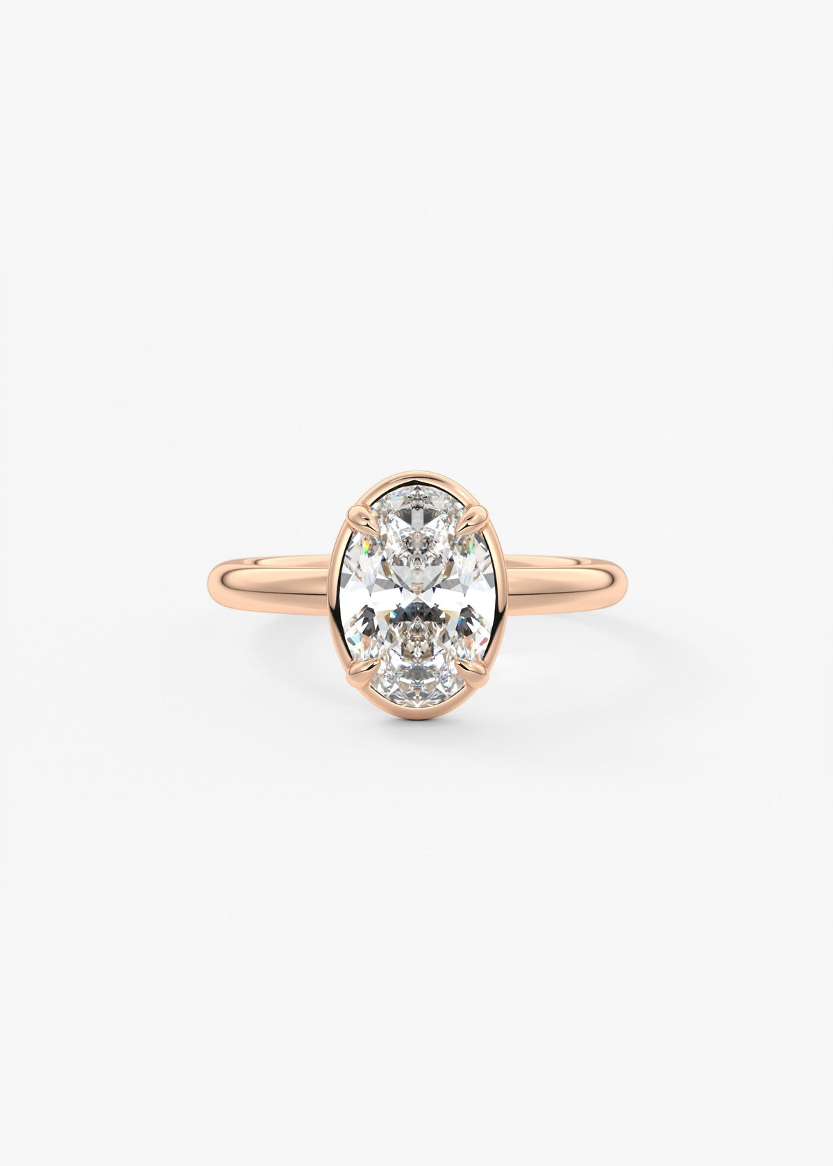 Oval Bezel Lab Grown Diamond Engagement Ring