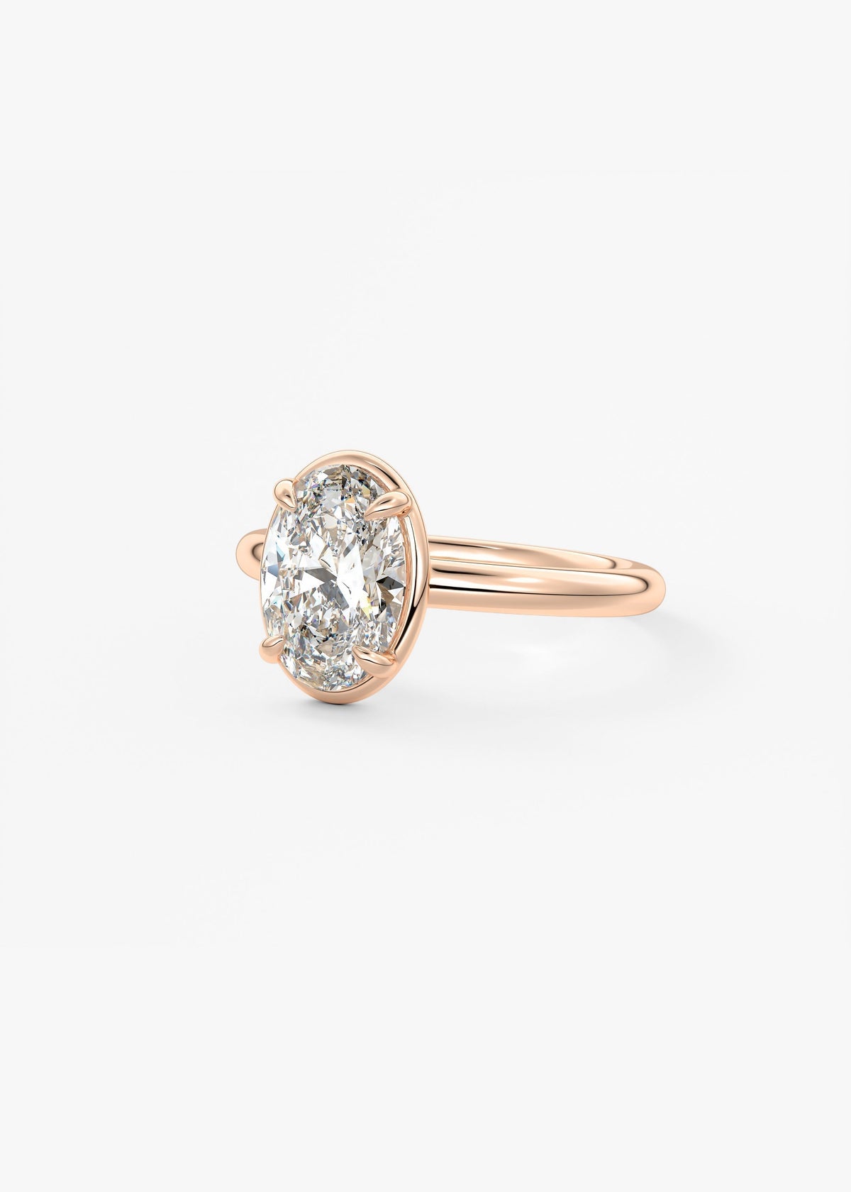 Oval Bezel Lab Grown Diamond Engagement Ring