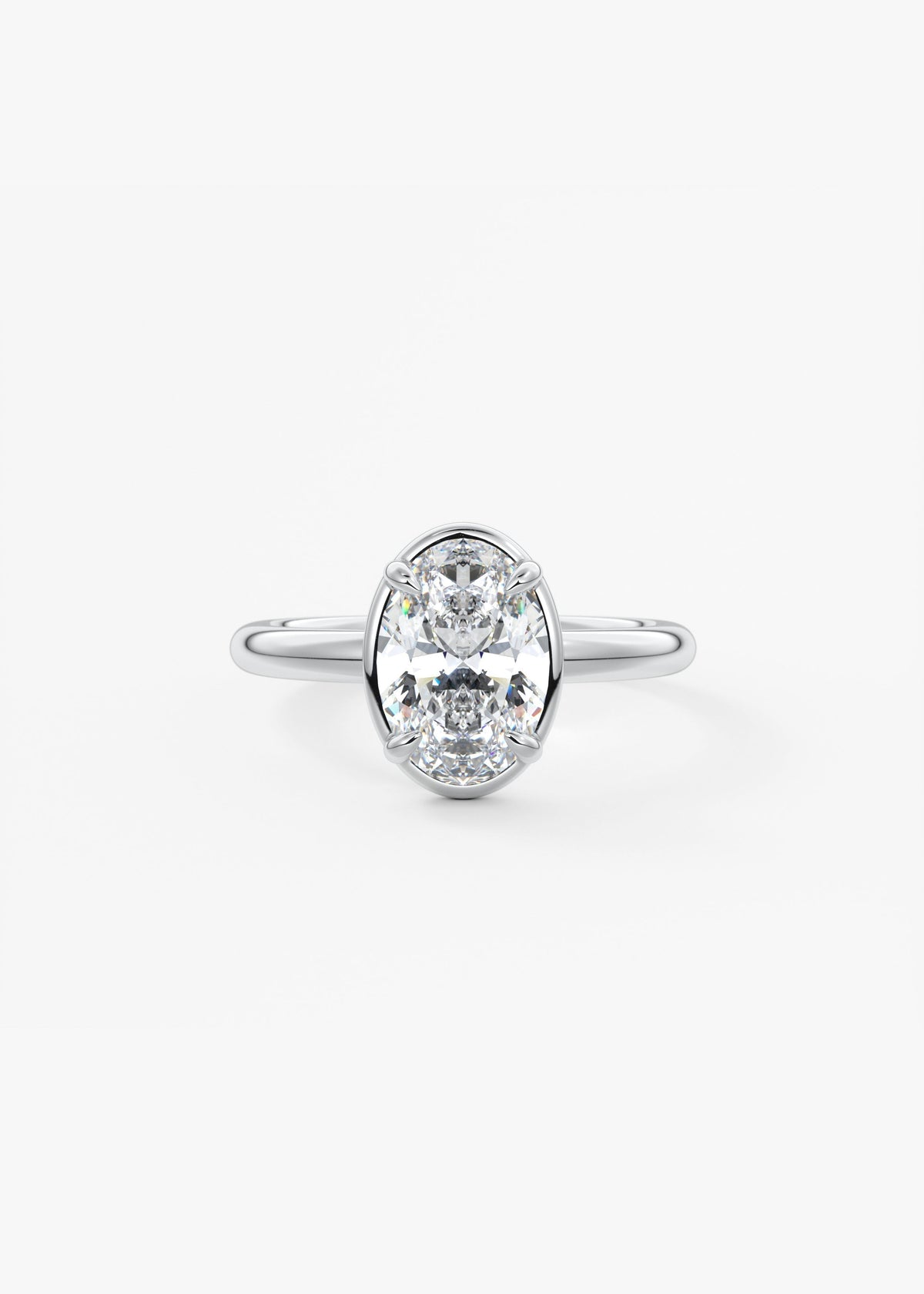 Oval Bezel Lab Grown Diamond Engagement Ring