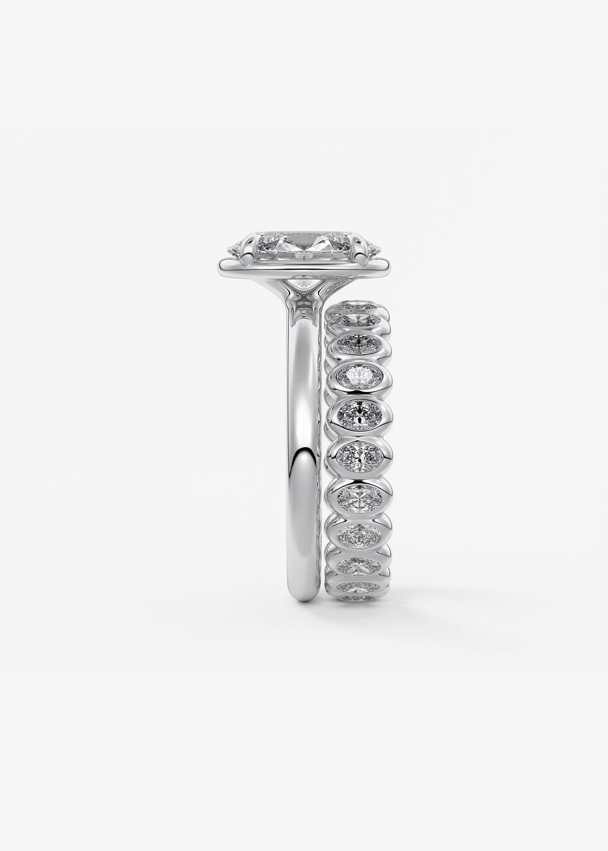 Oval Bezel Lab Grown Diamond Engagement Ring