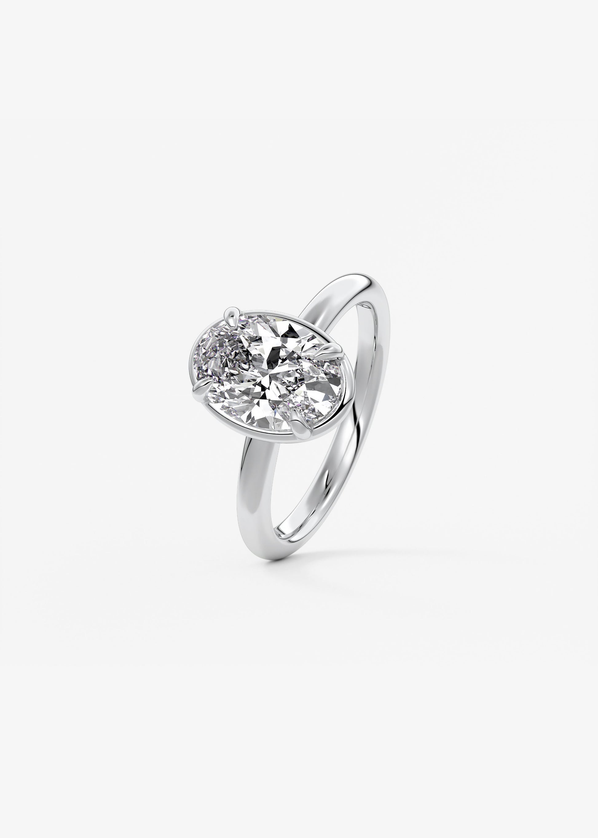 Oval Bezel Lab Grown Diamond Engagement Ring