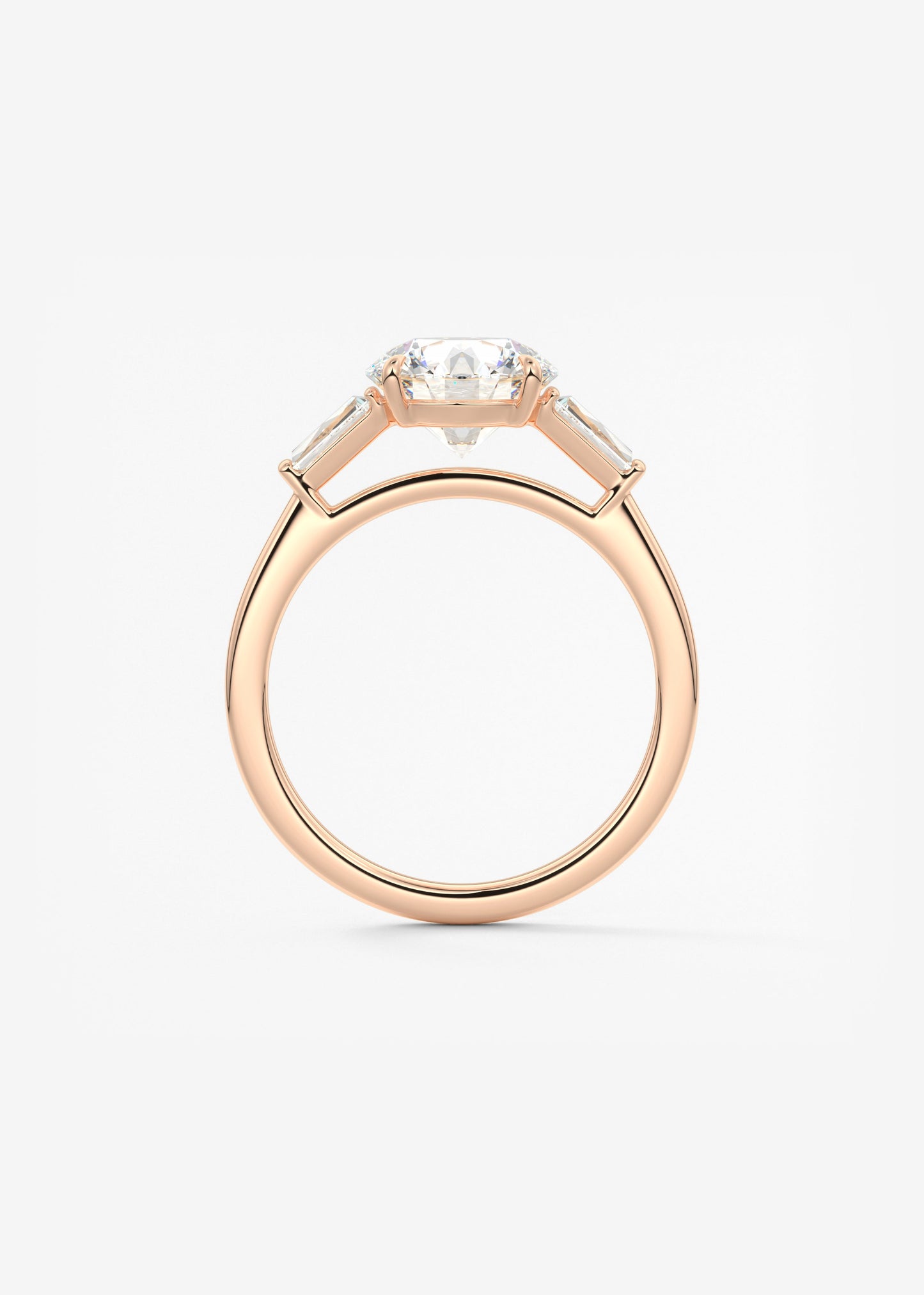 Round Three Stone Lab Grown Diamond Engagement Ring