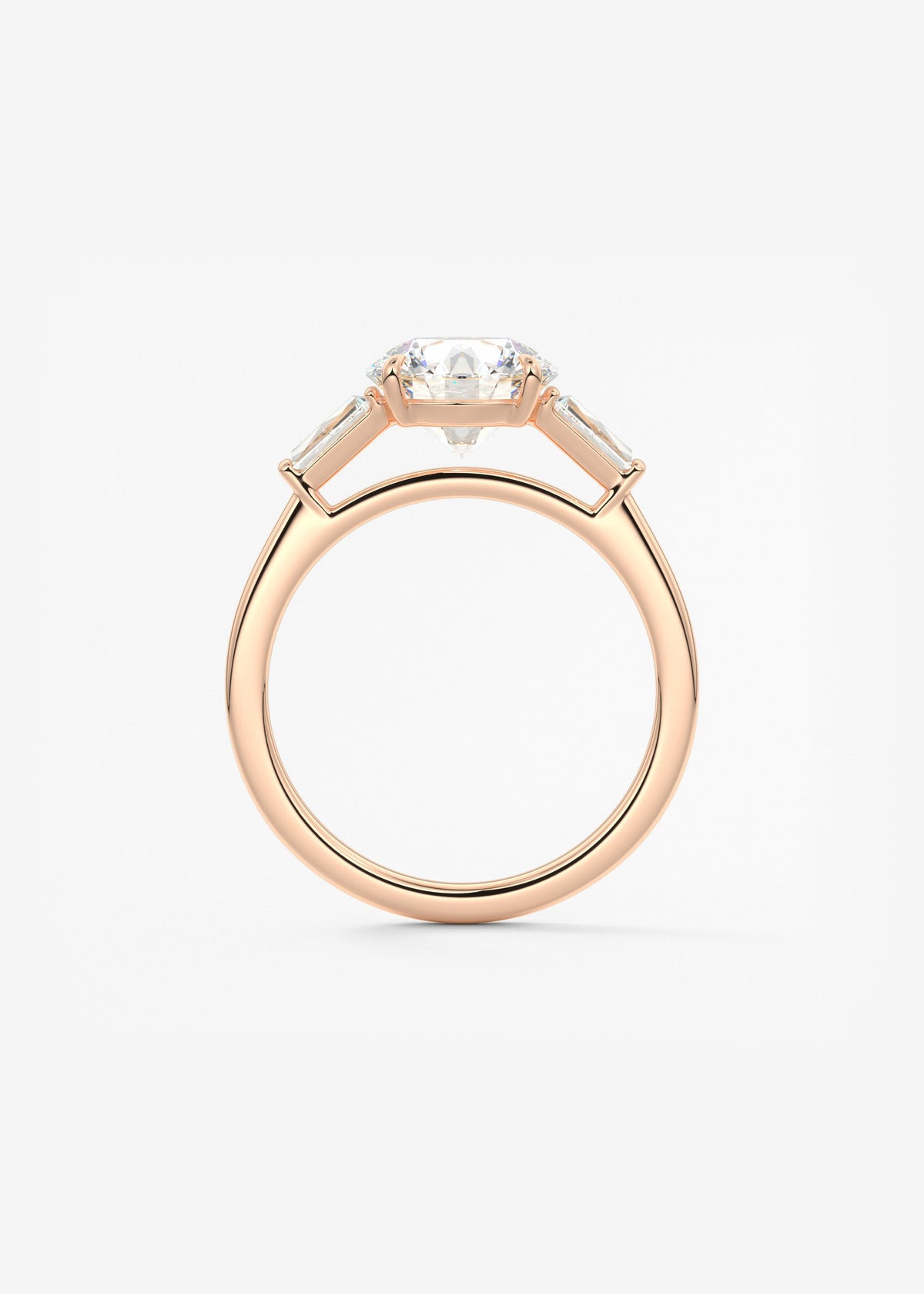 Round Three Stone Lab Grown Diamond Engagement Ring
