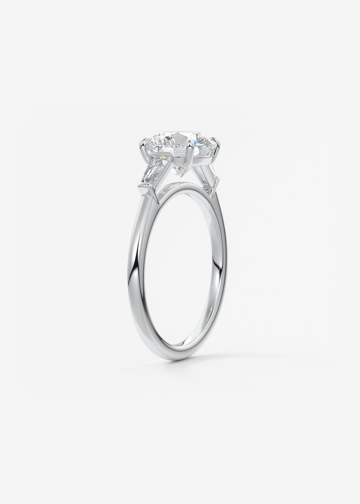 Round Three Stone Lab Grown Diamond Engagement Ring
