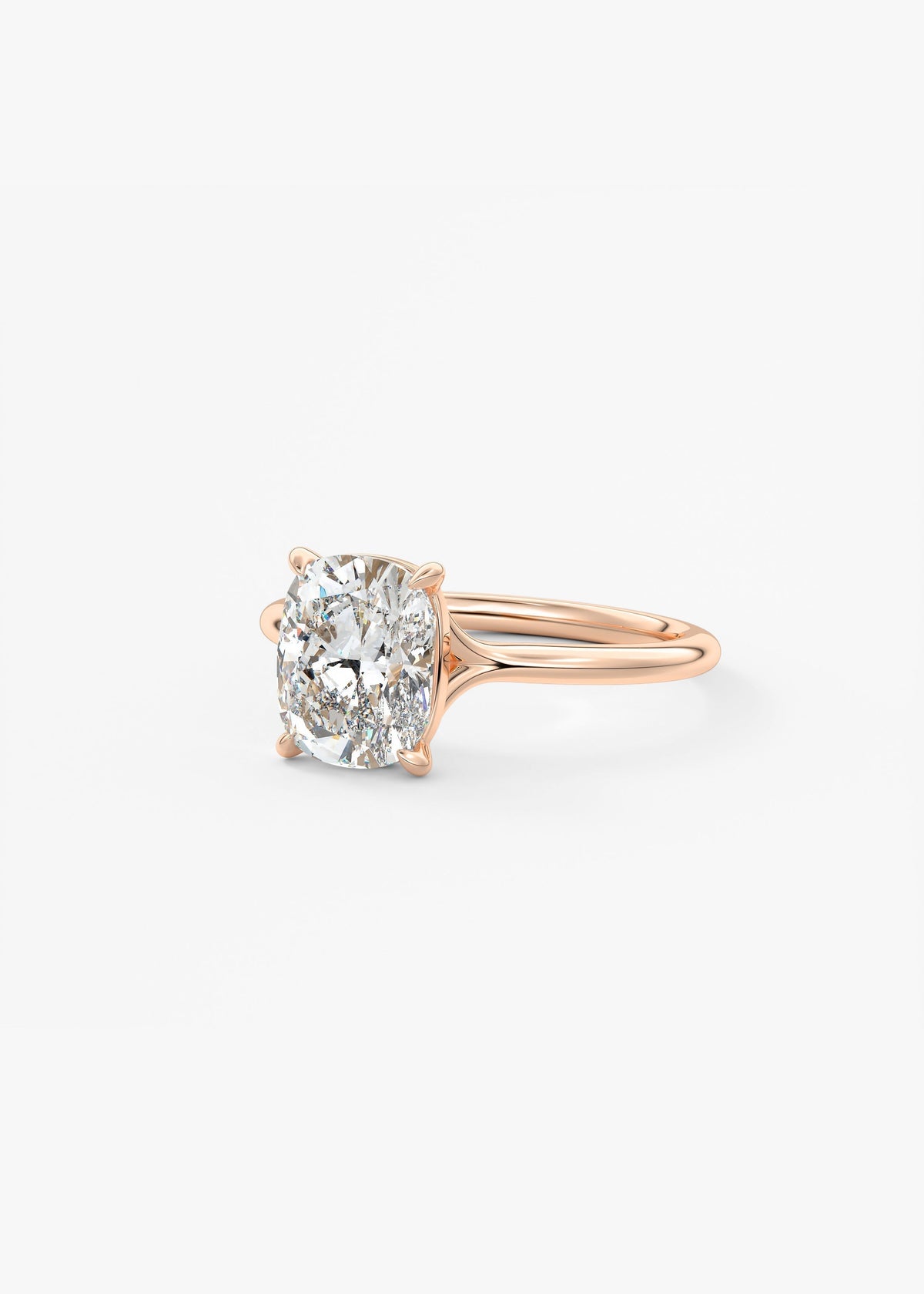 Elongated Cushion Split Shank Lab Grown Diamond Engagement Ring