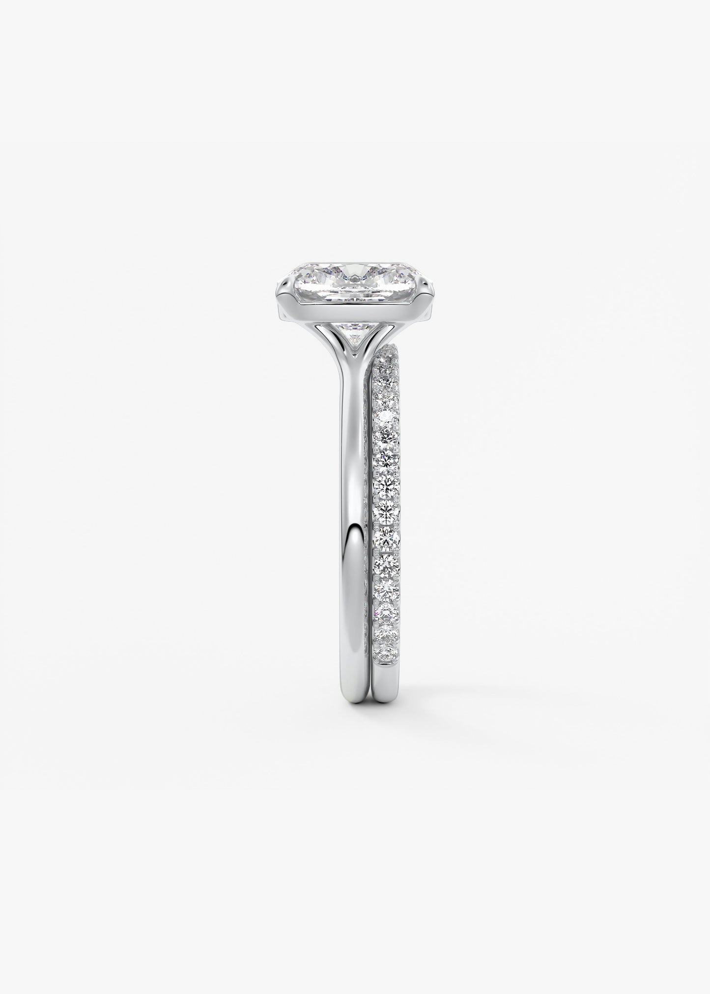 Elongated Cushion Split Shank Lab Grown Diamond Engagement Ring
