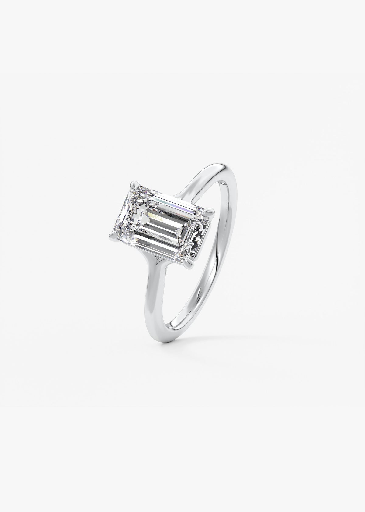 Emerald Split Shank Lab Grown Diamond Engagement Ring