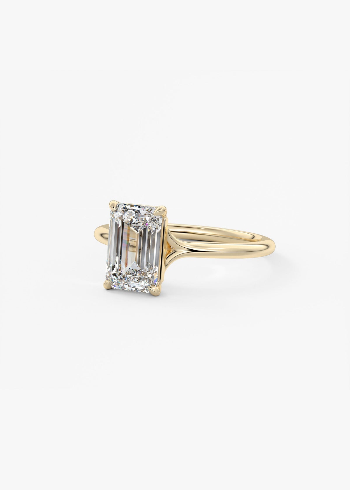 Emerald Split Shank Lab Grown Diamond Engagement Ring