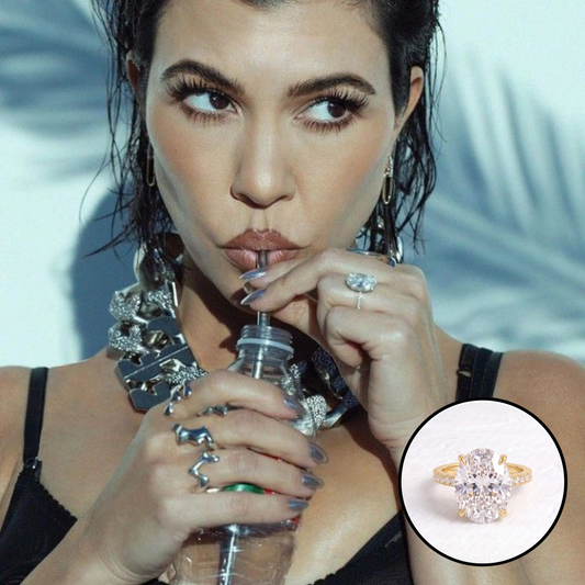 Kourtney Kardashian – Inspired Oval Cut Pave & Hidden Halo Lab Grown Diamond Engagement Ring