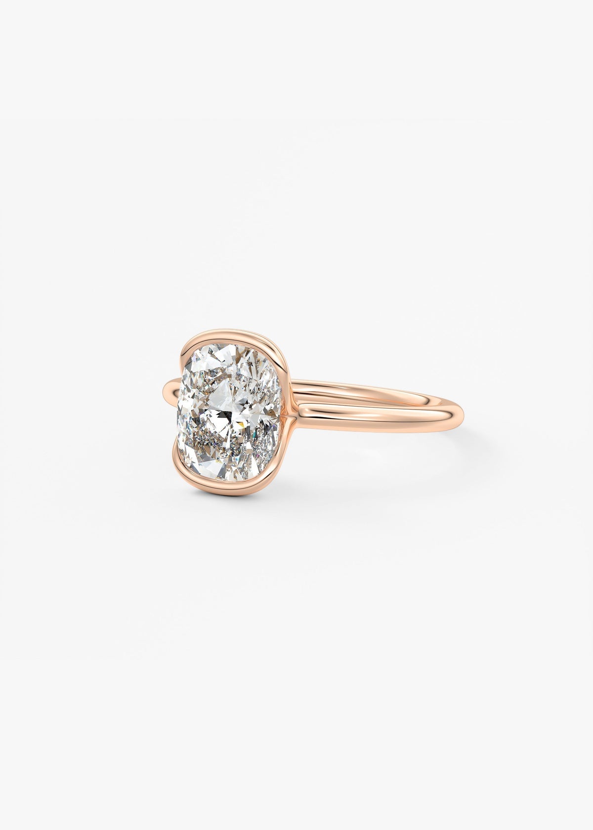 Cushion Half Bezel Lab Grown Diamond Engagement Ring