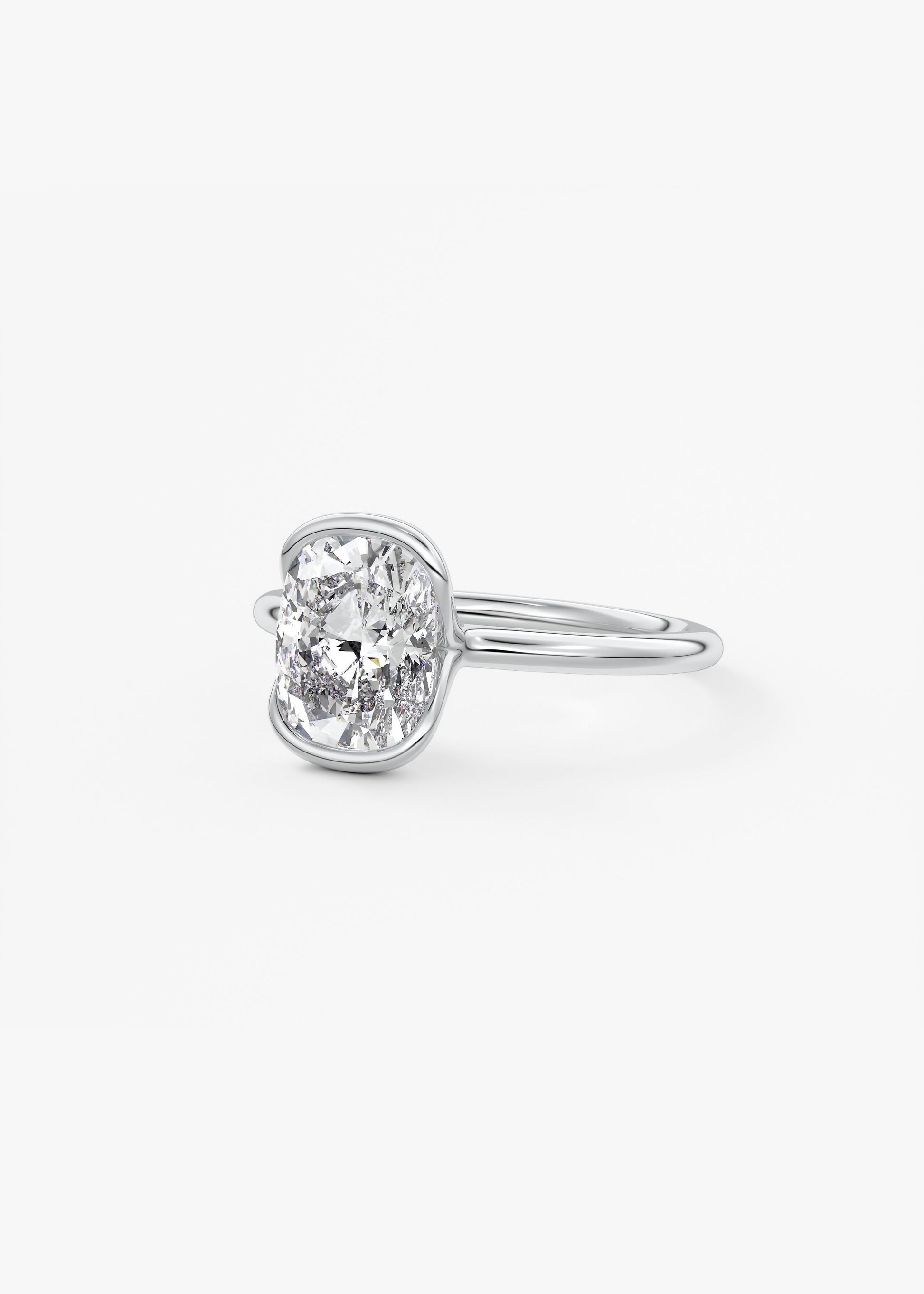 Cushion Half Bezel Lab Grown Diamond Engagement Ring