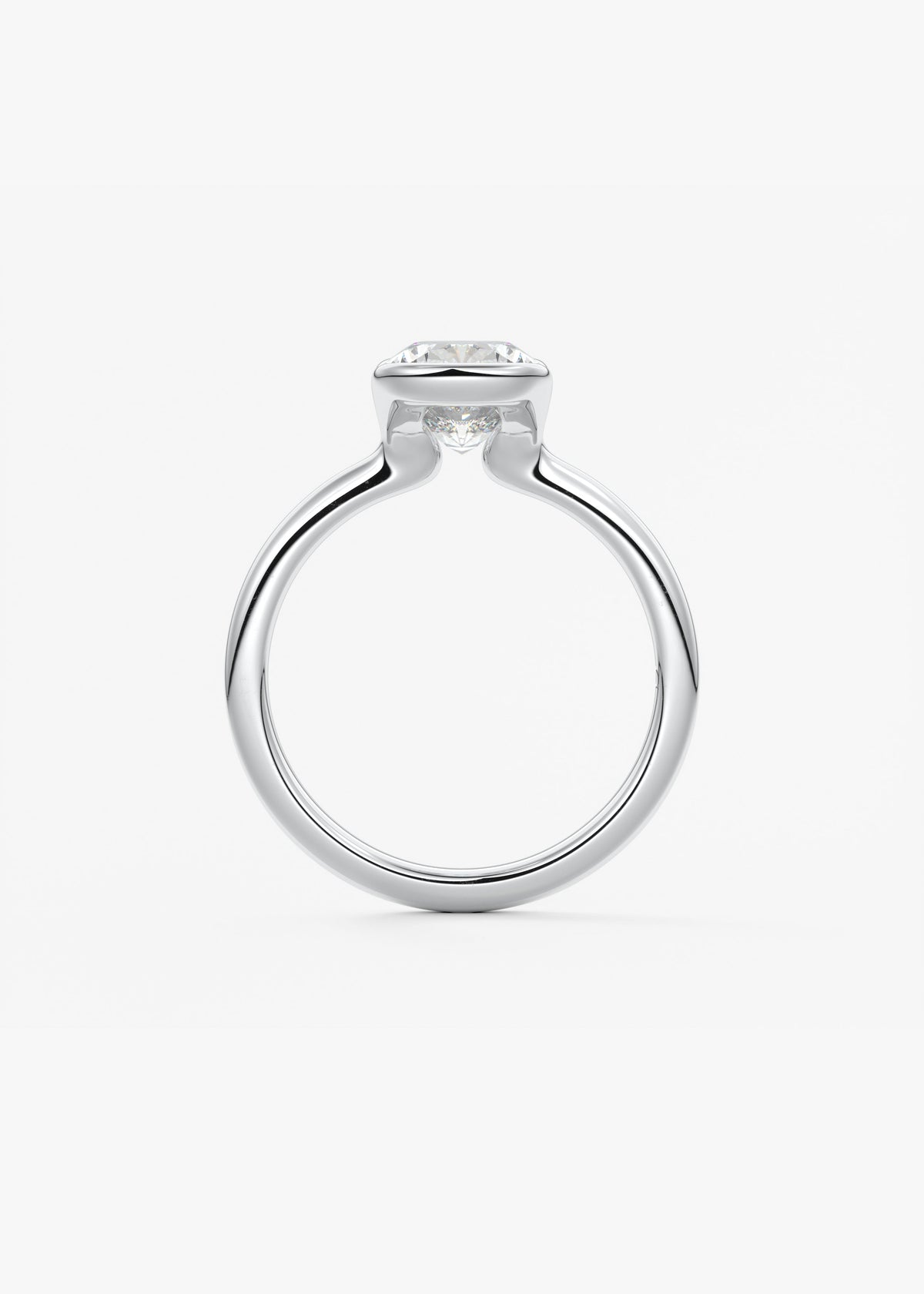 Cushion Half Bezel Lab Grown Diamond Engagement Ring