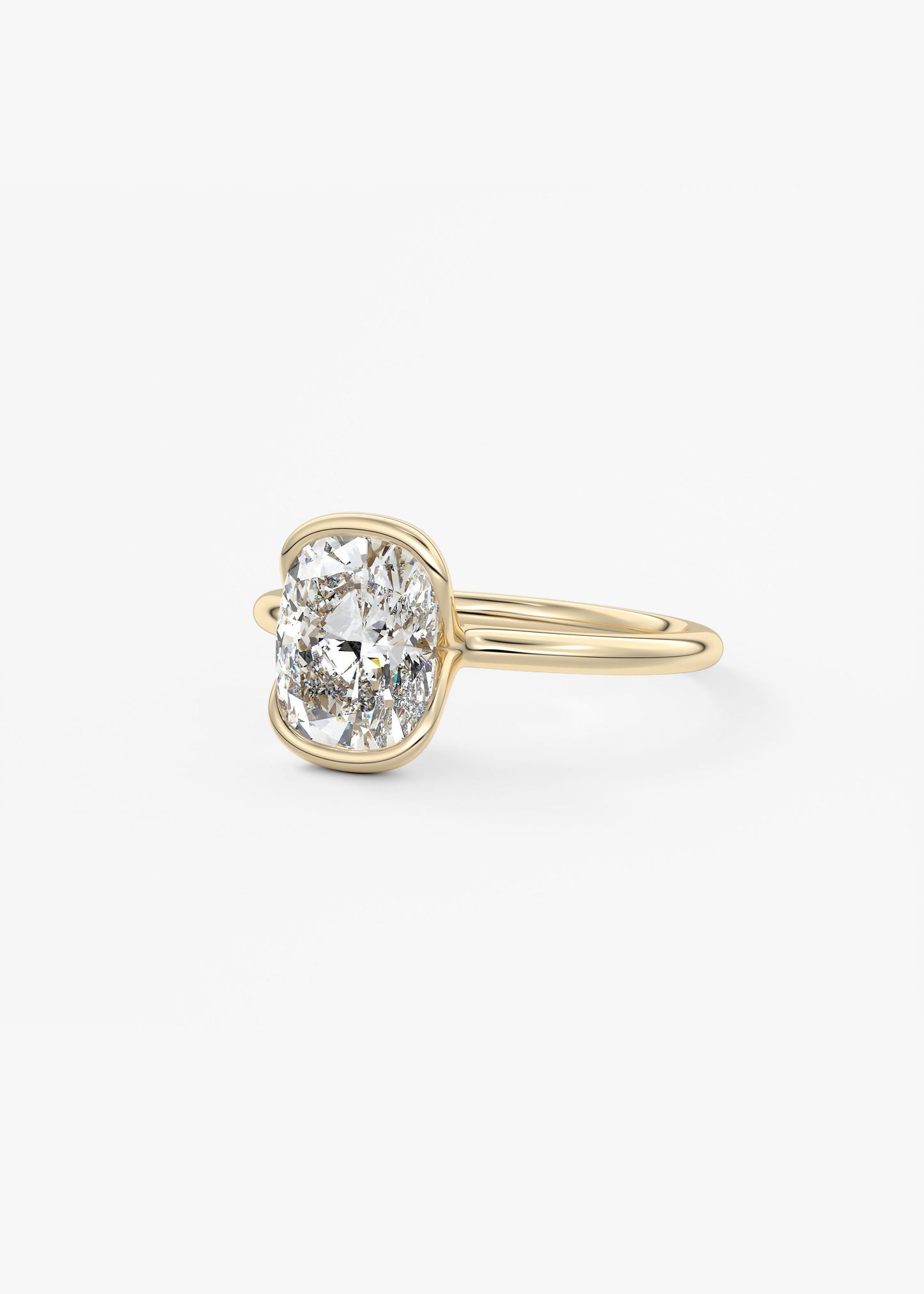 Cushion Half Bezel Lab Grown Diamond Engagement Ring