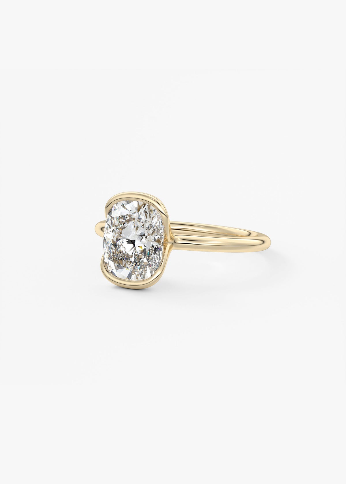 Cushion Half Bezel Lab Grown Diamond Engagement Ring
