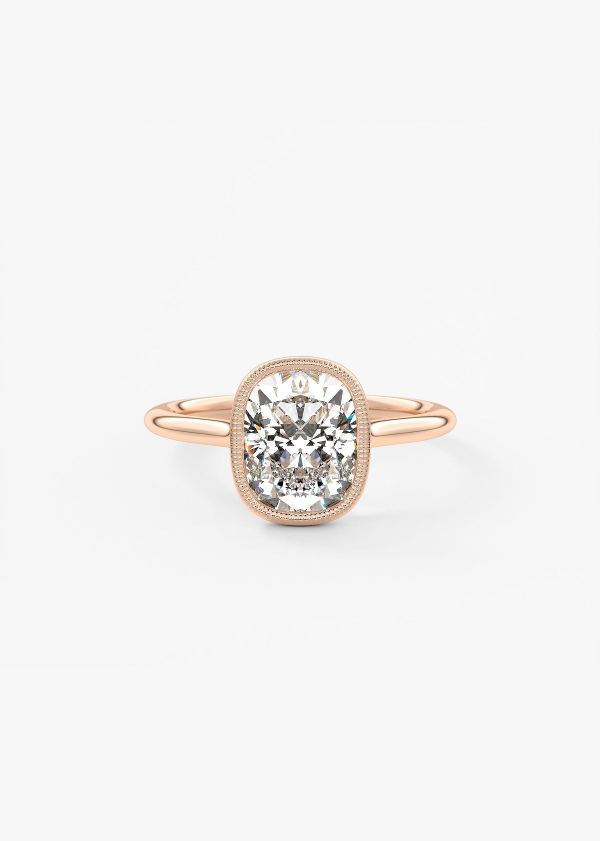 Elongated Cushion Milgrain Bezel Lab Grown Diamond Engagement Ring