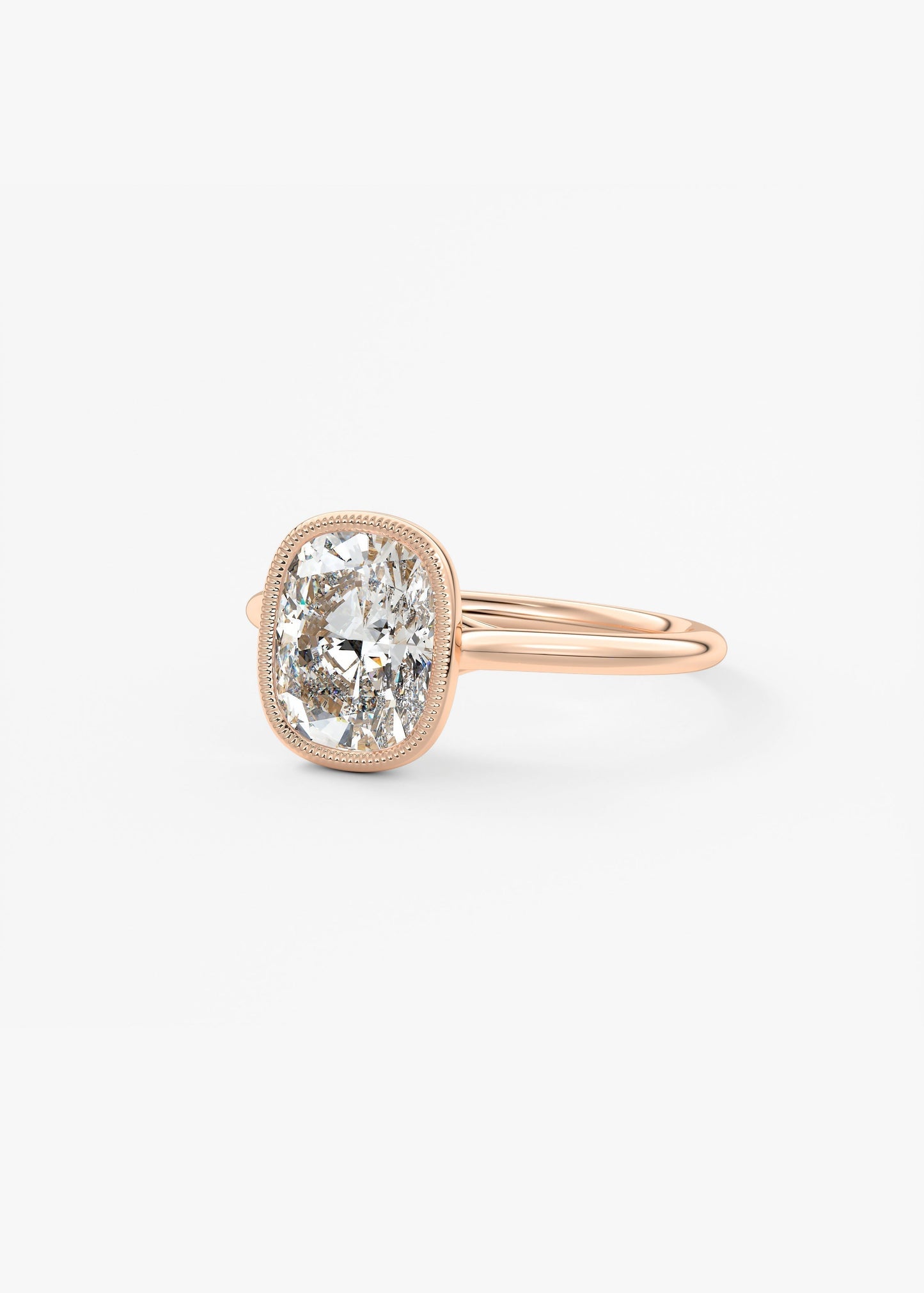 Elongated Cushion Milgrain Bezel Lab Grown Diamond Engagement Ring