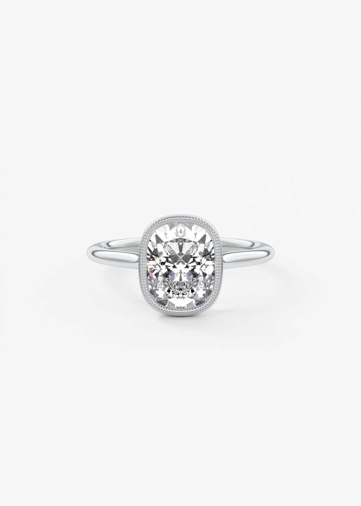 Elongated Cushion Milgrain Bezel Lab Grown Diamond Engagement Ring