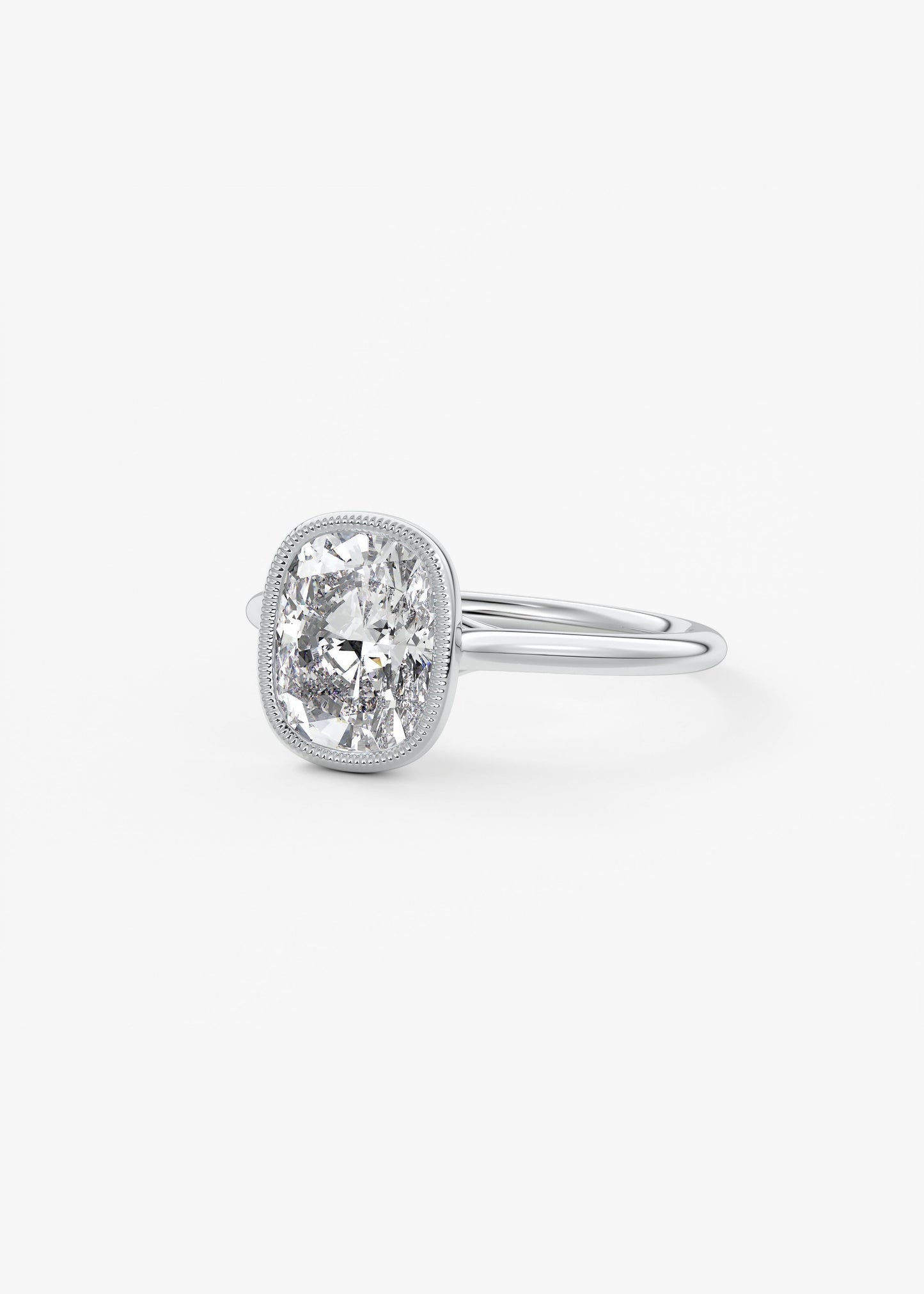 Elongated Cushion Milgrain Bezel Lab Grown Diamond Engagement Ring