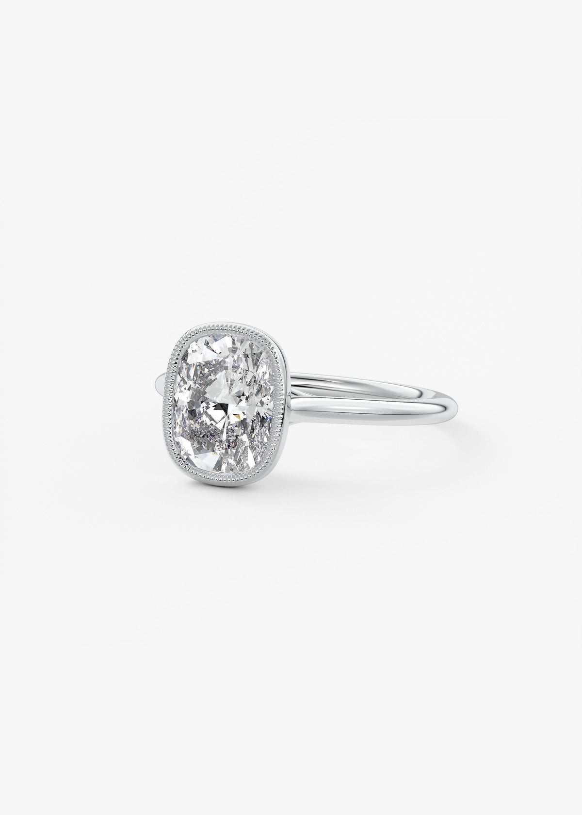 Elongated Cushion Milgrain Bezel Lab Grown Diamond Engagement Ring