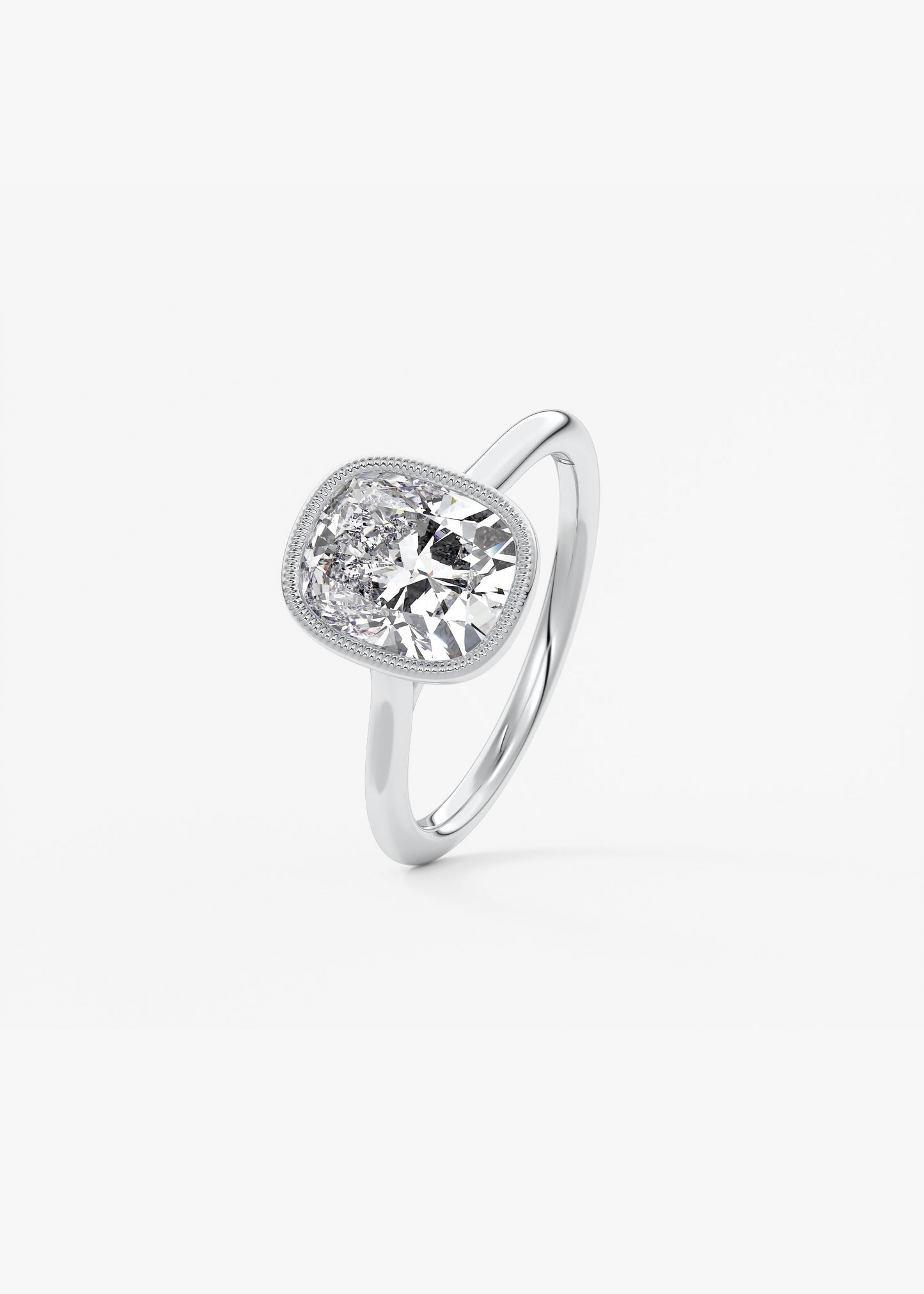 Elongated Cushion Milgrain Bezel Lab Grown Diamond Engagement Ring