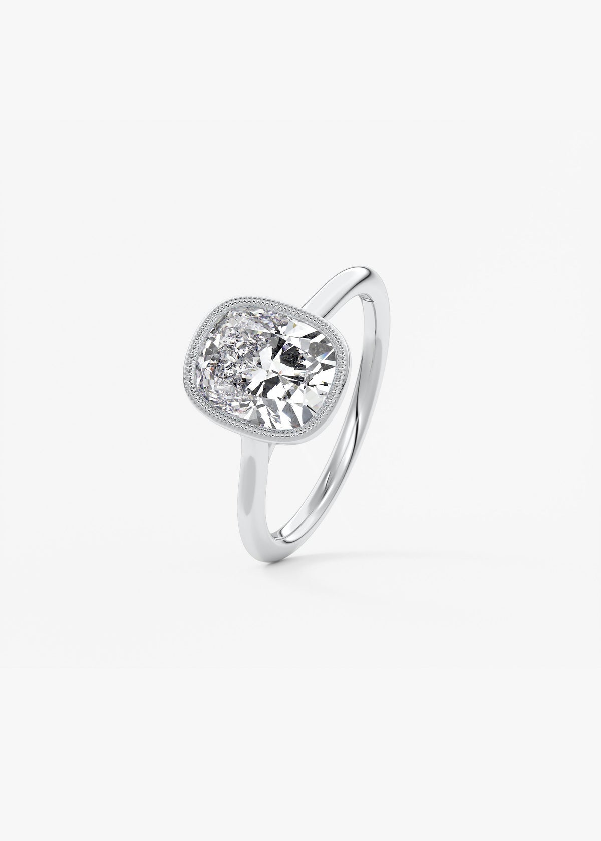Elongated Cushion Milgrain Bezel Lab Grown Diamond Engagement Ring