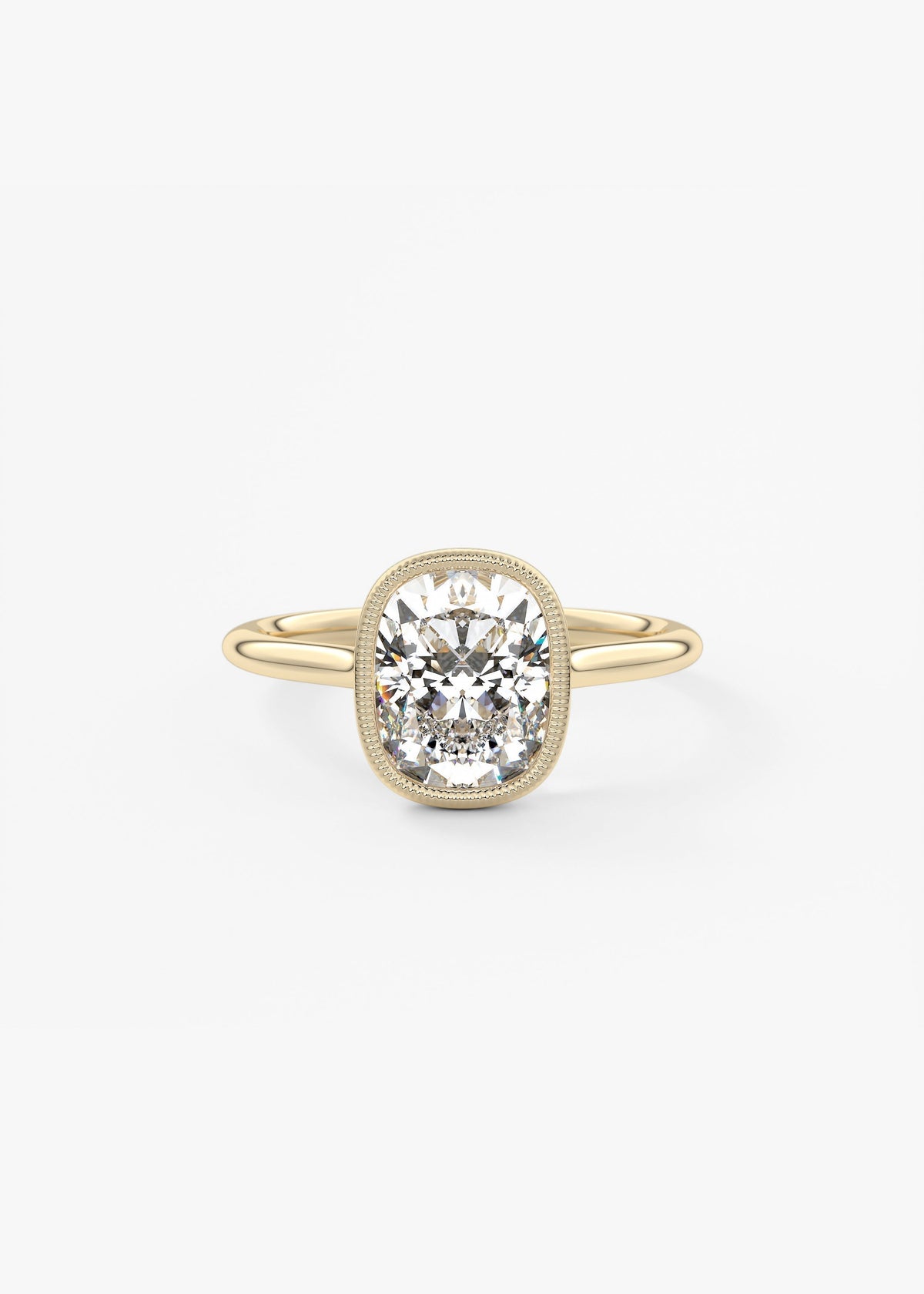 Elongated Cushion Milgrain Bezel Lab Grown Diamond Engagement Ring
