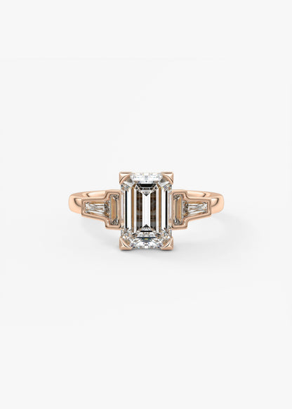 Emerald Five Stones Lab Grown Diamond Engagement Ring
