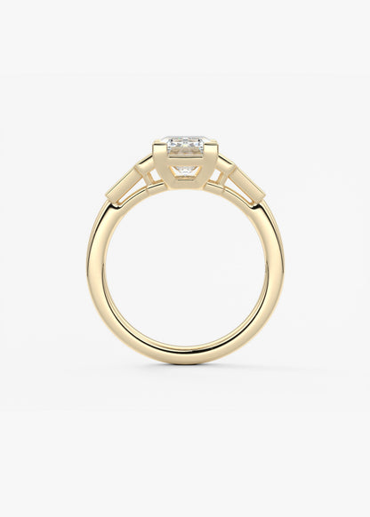 Emerald Five Stones Lab Grown Diamond Engagement Ring