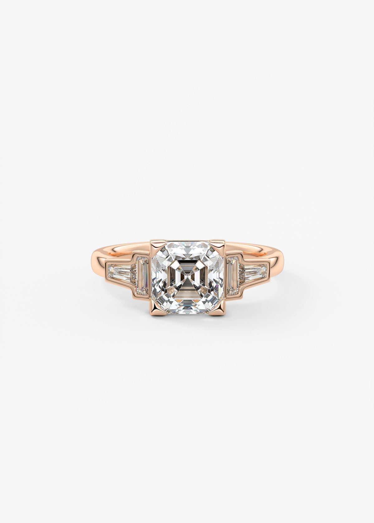 Asscher Five Stones Lab Grown Diamond Engagement Ring