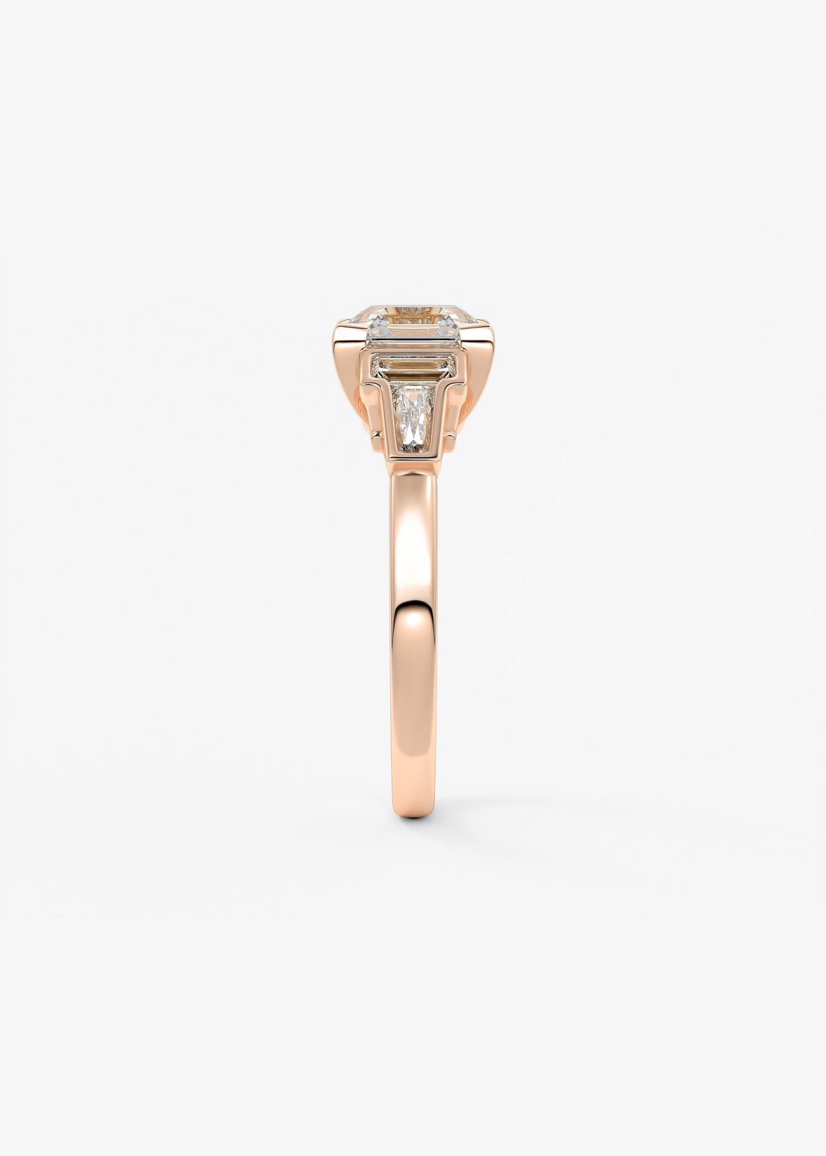 Asscher Five Stones Lab Grown Diamond Engagement Ring
