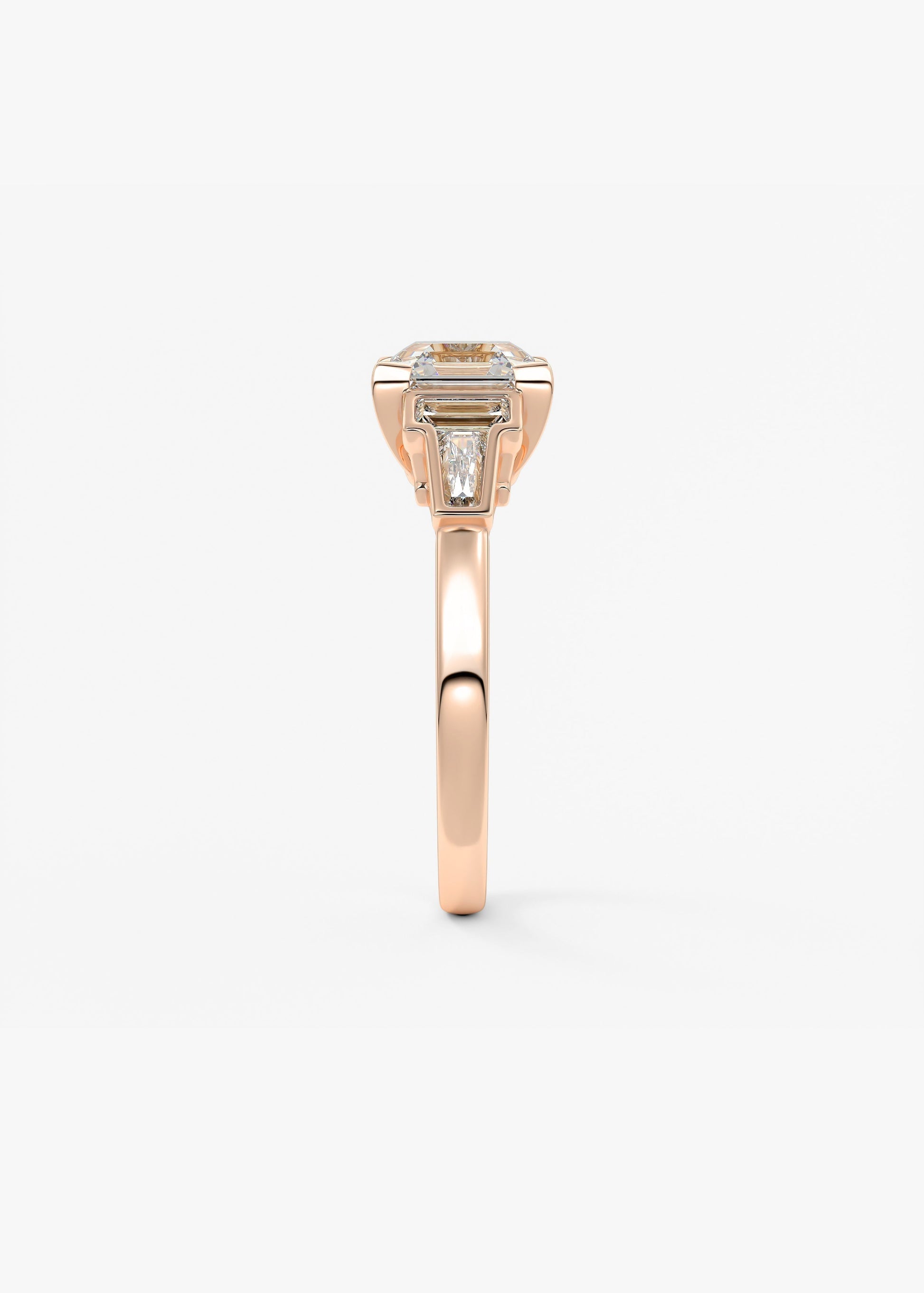 Asscher Five Stones Lab Grown Diamond Engagement Ring