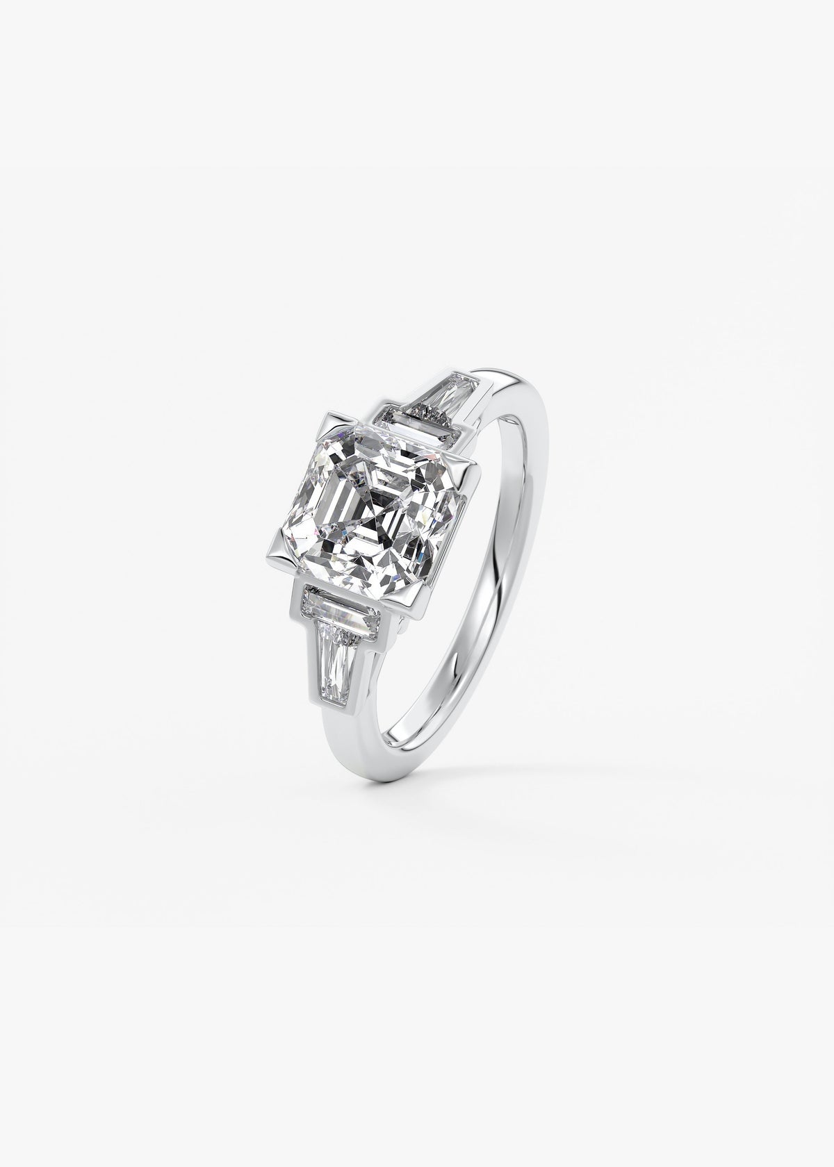 Asscher Five Stones Lab Grown Diamond Engagement Ring