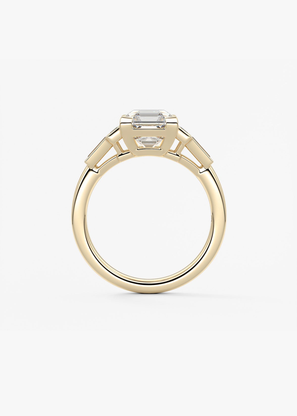 Asscher Five Stones Lab Grown Diamond Engagement Ring