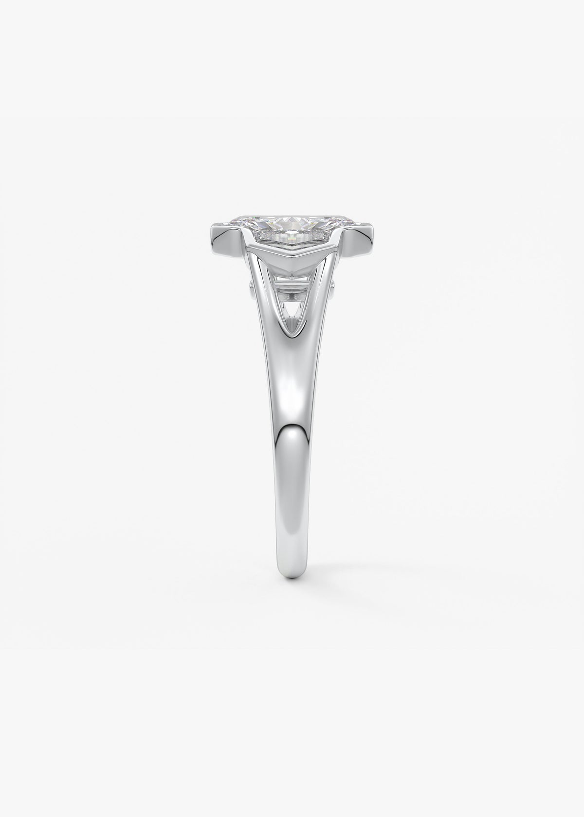 Radiant Three Stone/Bezel Lab Grown Diamond Engagement Ring