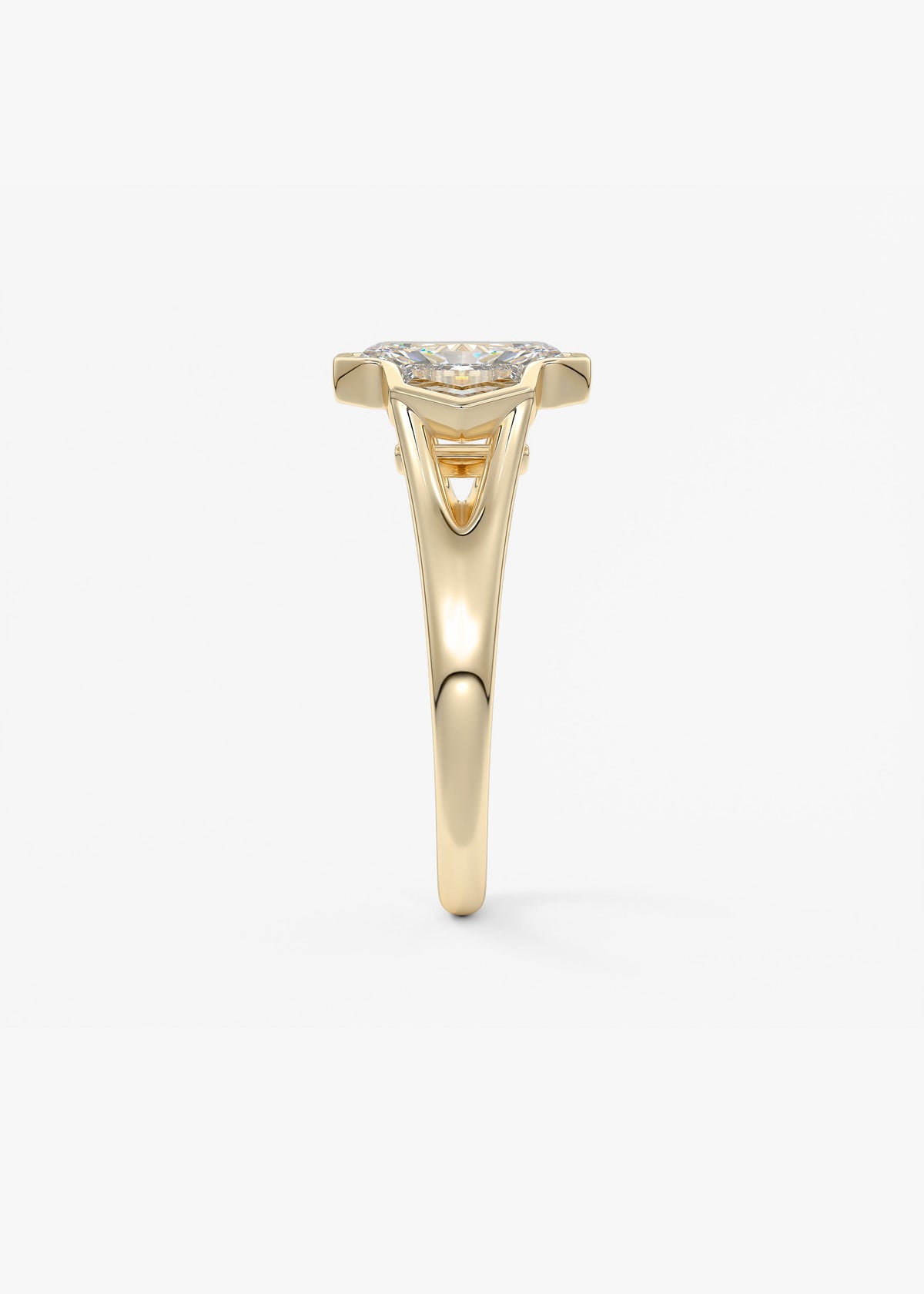 Radiant Three Stone/Bezel Lab Grown Diamond Engagement Ring