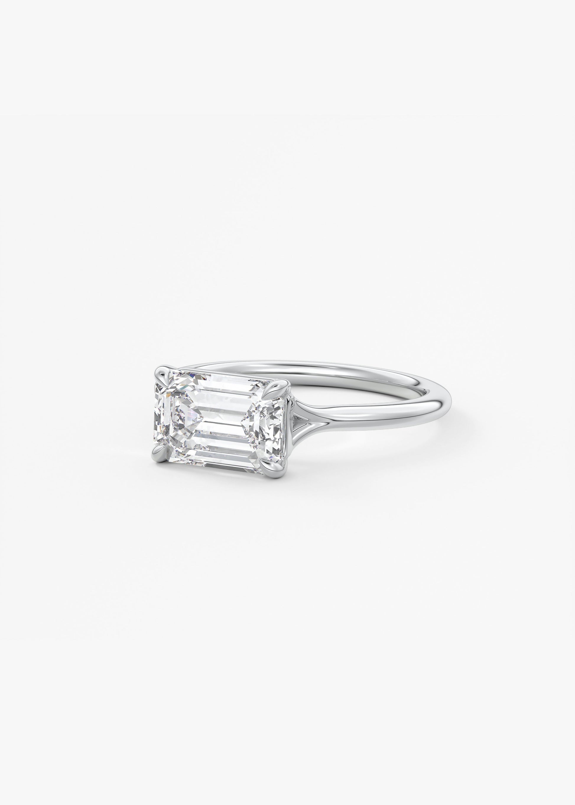 Emerald East West Split Shank Lab Grown Diamond Engagement Ring