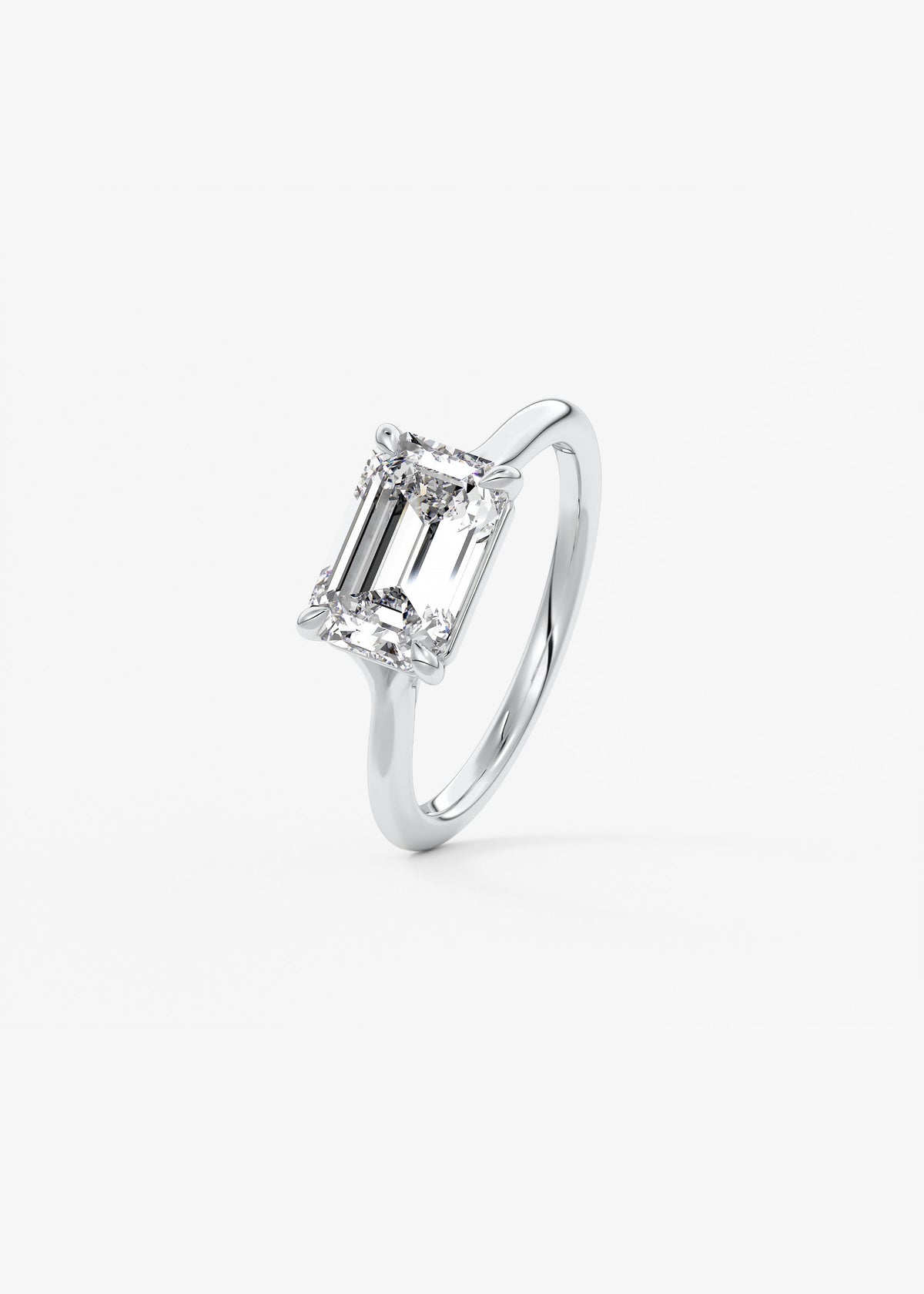 Emerald East West Split Shank Lab Grown Diamond Engagement Ring