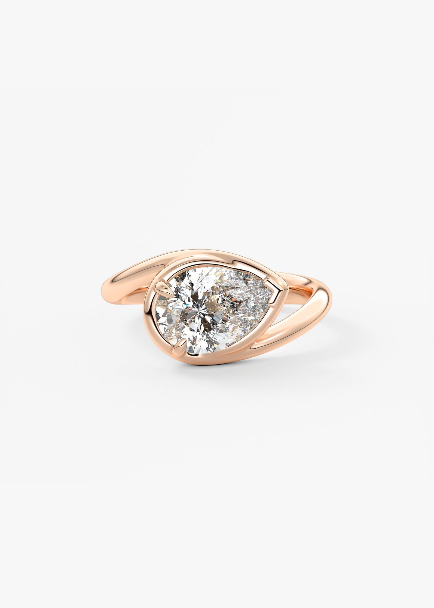 Pear Swirl Solitaire Lab Grown Diamond Engagement Ring