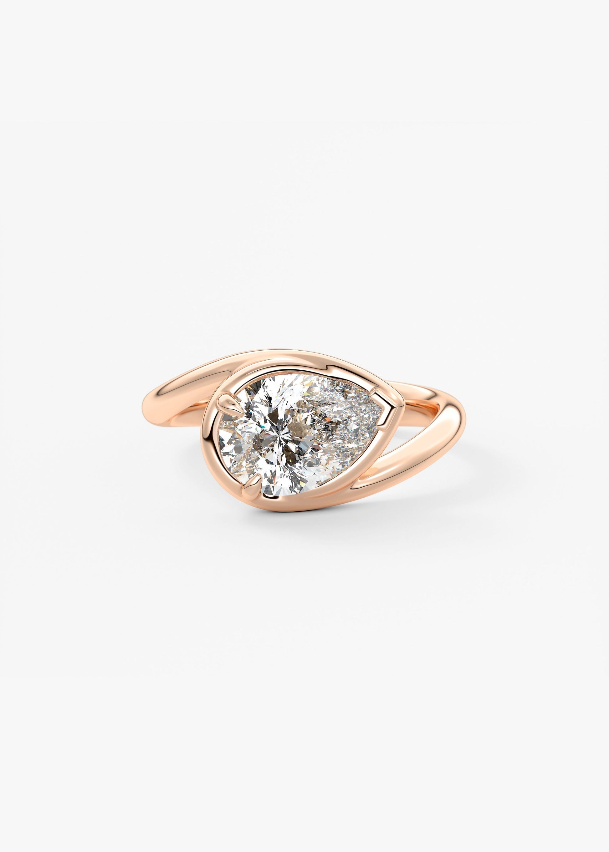 Pear Swirl Solitaire Lab Grown Diamond Engagement Ring