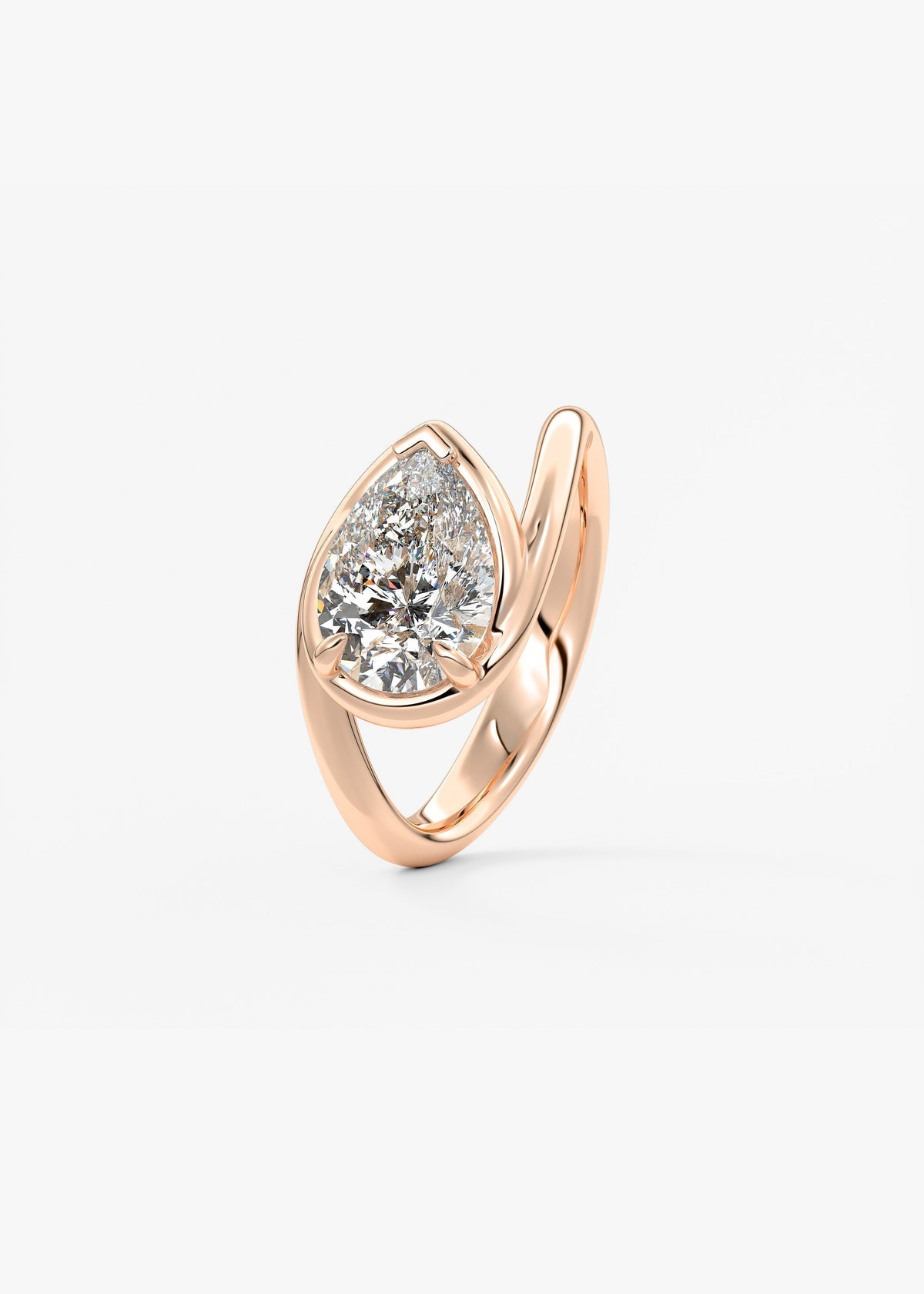 Pear Swirl Solitaire Lab Grown Diamond Engagement Ring