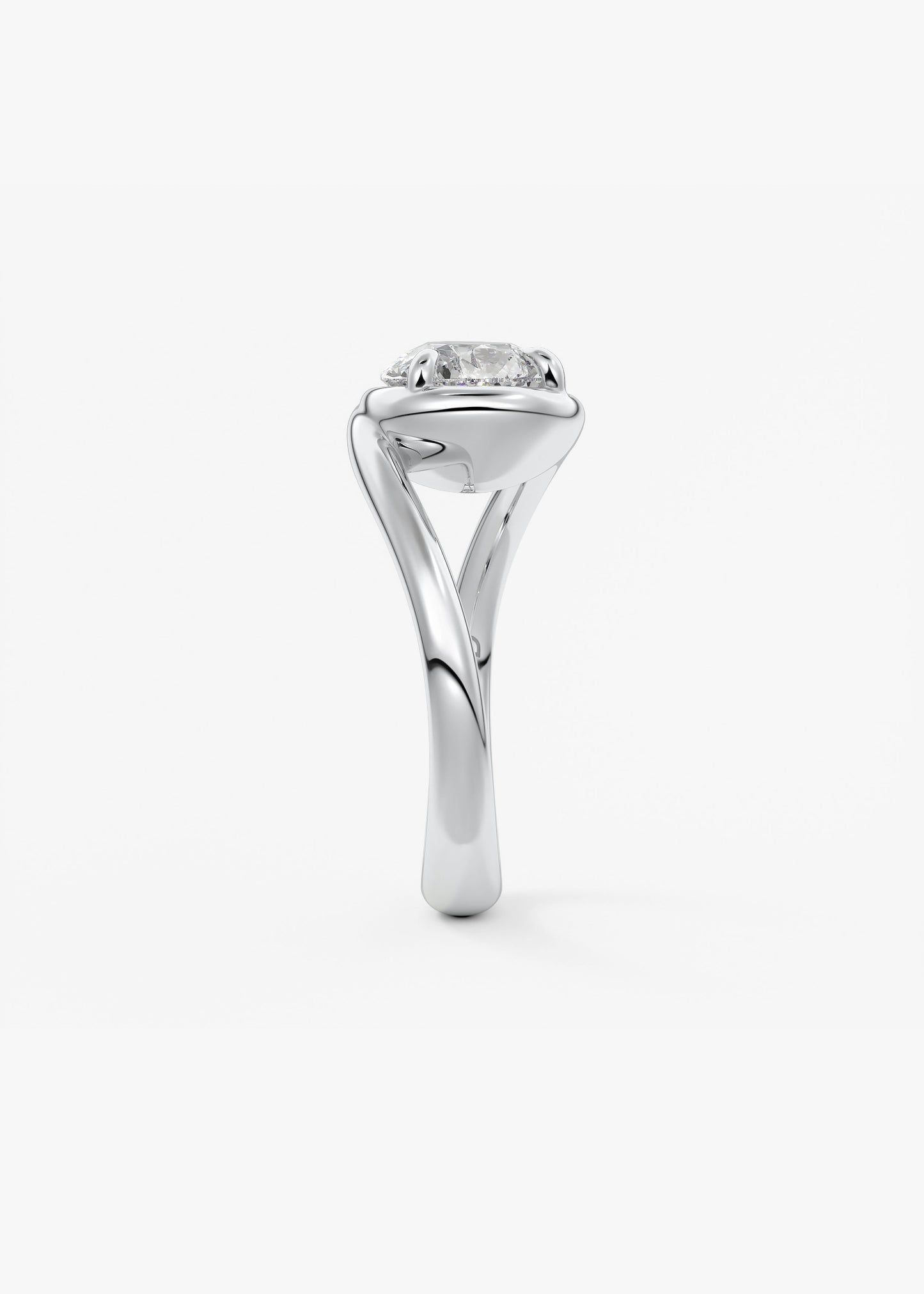 Pear Swirl Solitaire Lab Grown Diamond Engagement Ring