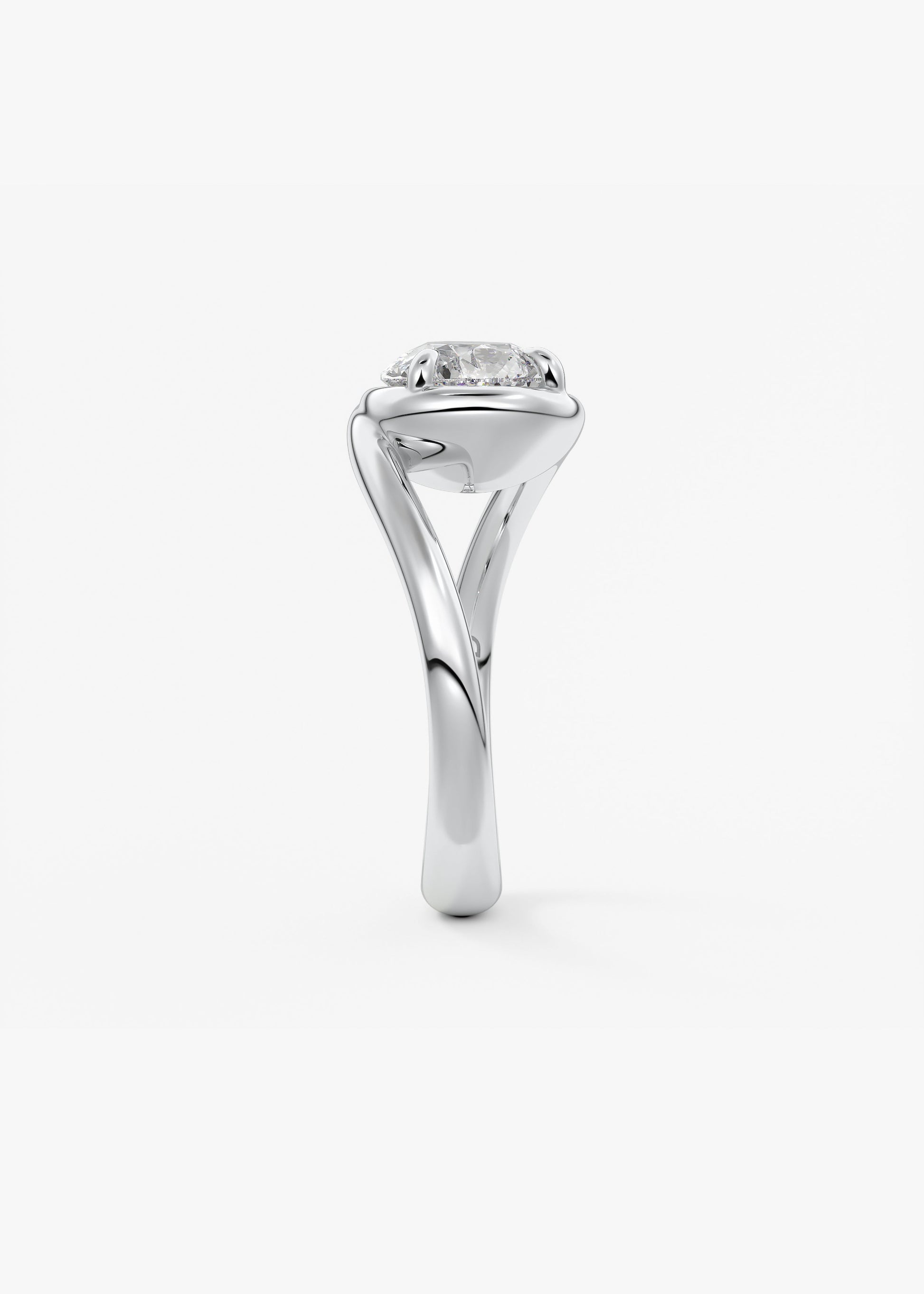 Pear Swirl Solitaire Lab Grown Diamond Engagement Ring