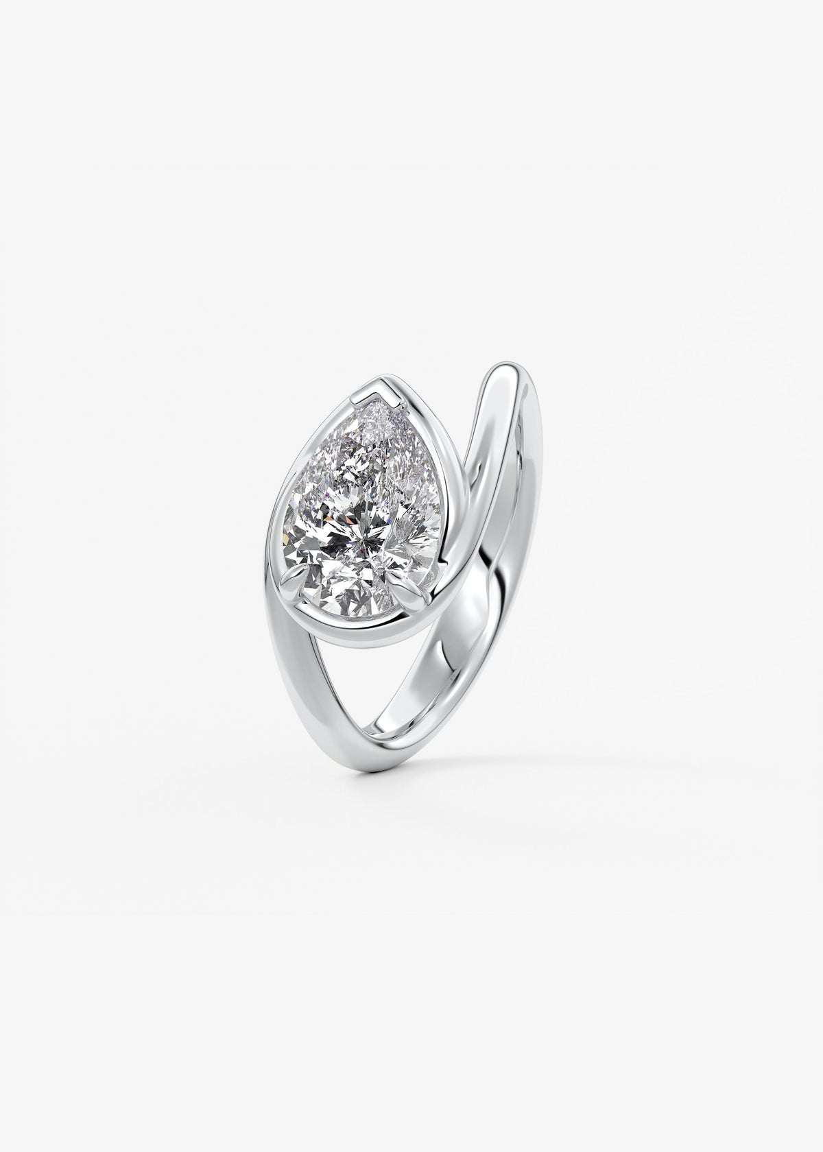 Pear Swirl Solitaire Lab Grown Diamond Engagement Ring