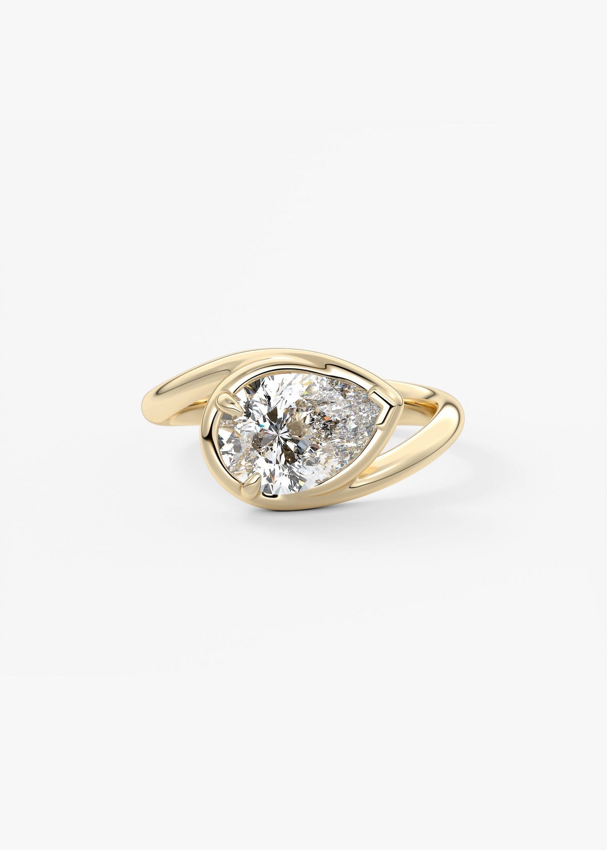 Pear Swirl Solitaire Lab Grown Diamond Engagement Ring