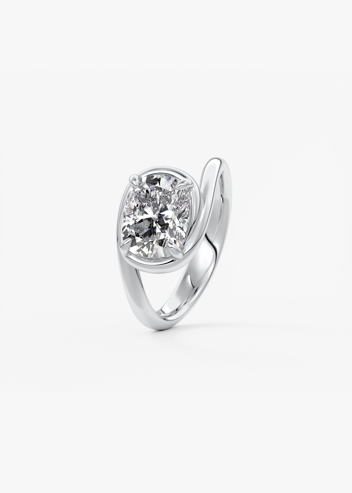 Cushion Swirl Solitaire Lab Grown Diamond Engagement Ring