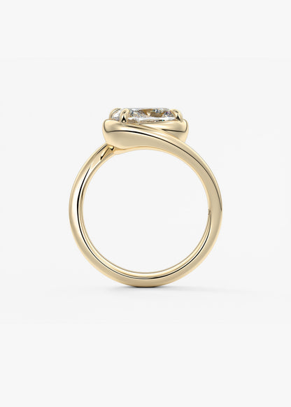 Cushion Swirl Solitaire Lab Grown Diamond Engagement Ring