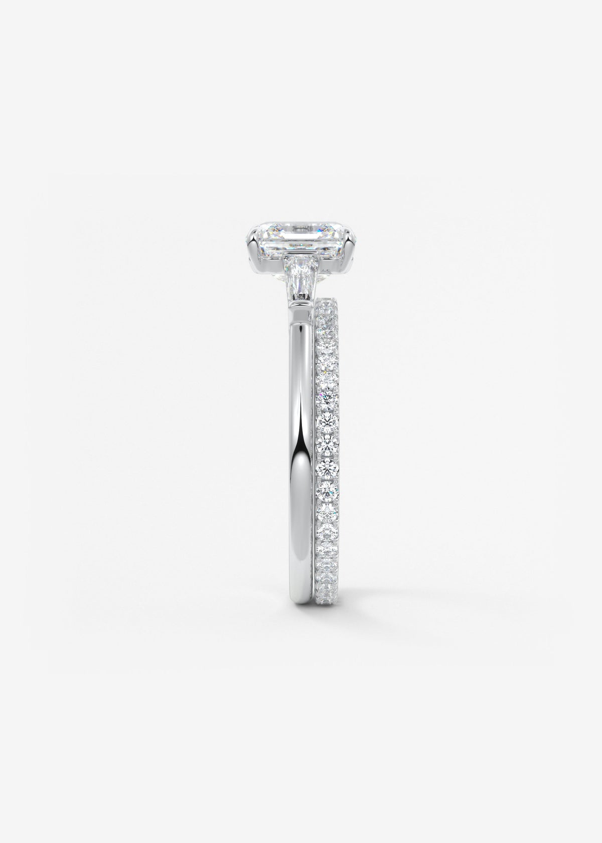 Asscher Three Stone Lab Grown Diamond Engagement Ring